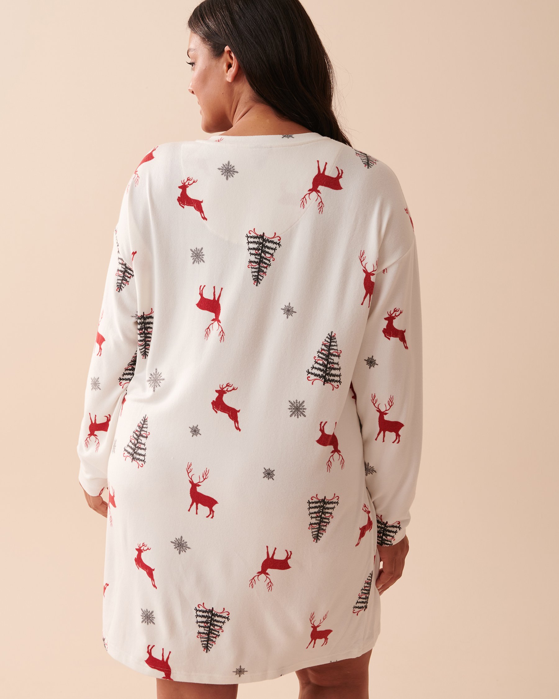 LA VIE EN ROSE Recycled Fibers Long Sleeve Sleepshirt Deer Forest 40500306 - View2