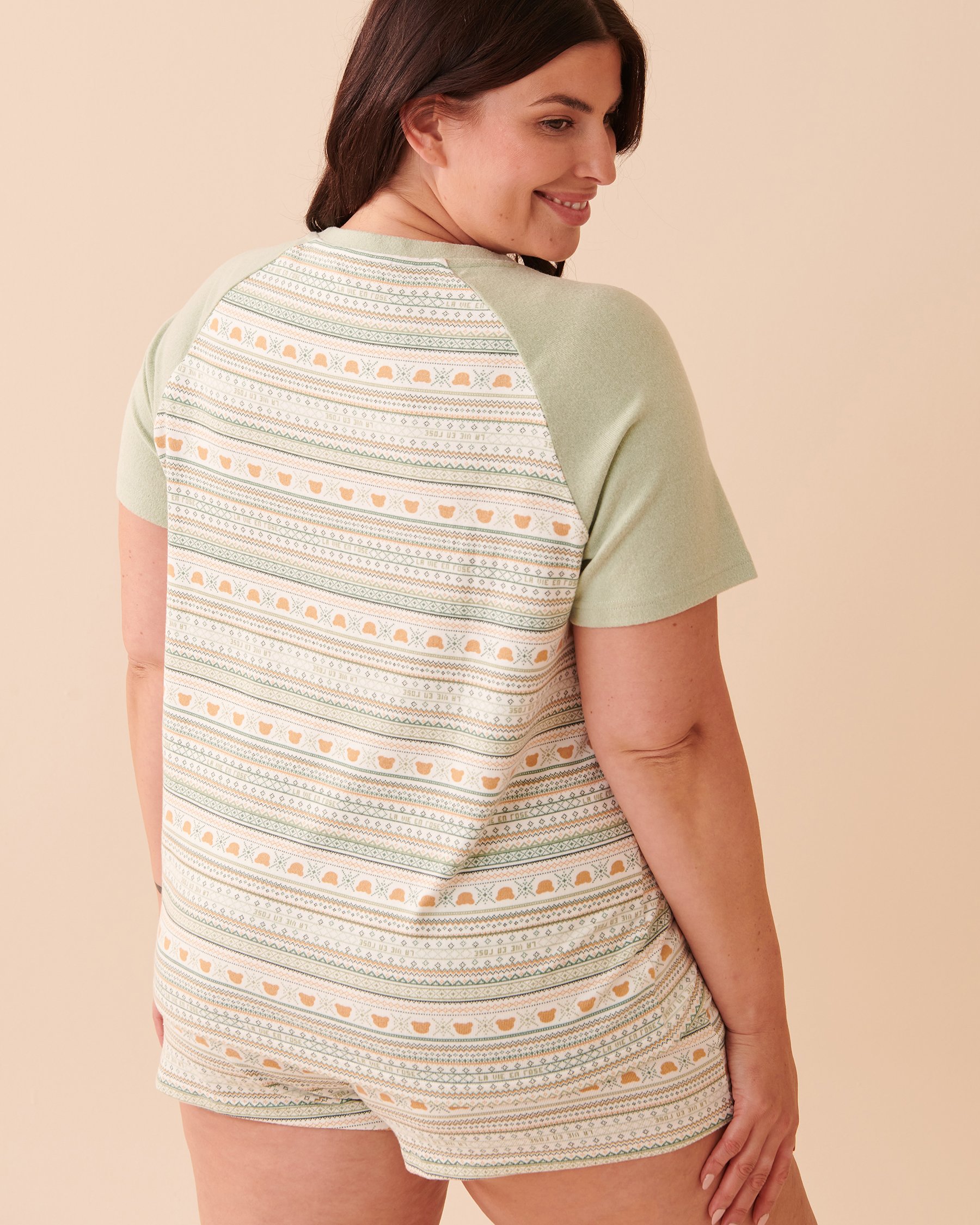 LA VIE EN ROSE Recycled Fibers Teddy Bear Crew Neck T-shirt Bear Fair Isle 40100496 - View1