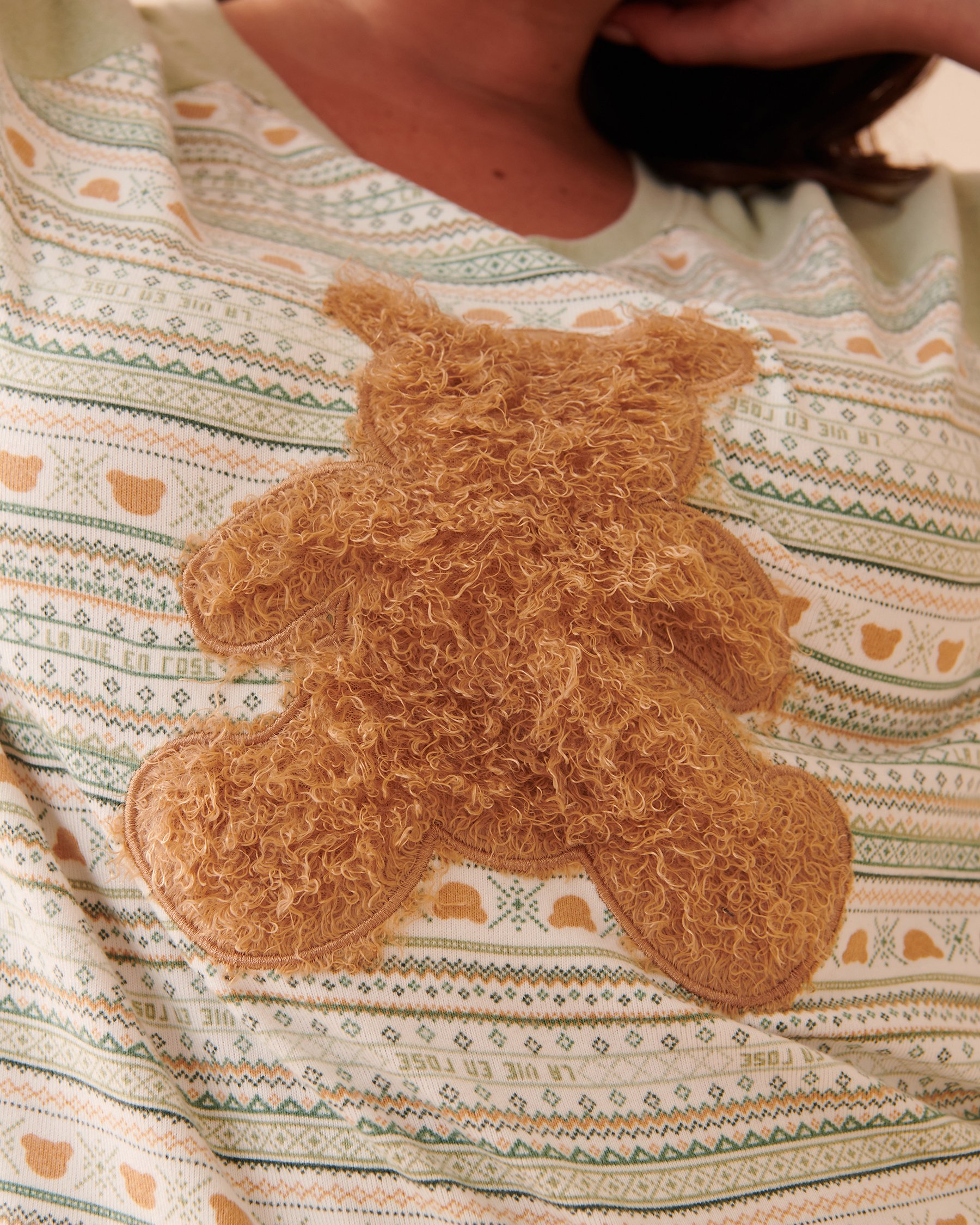 LA VIE EN ROSE Recycled Fibers Teddy Bear Crew Neck T-shirt Bear Fair Isle 40100496 - View3