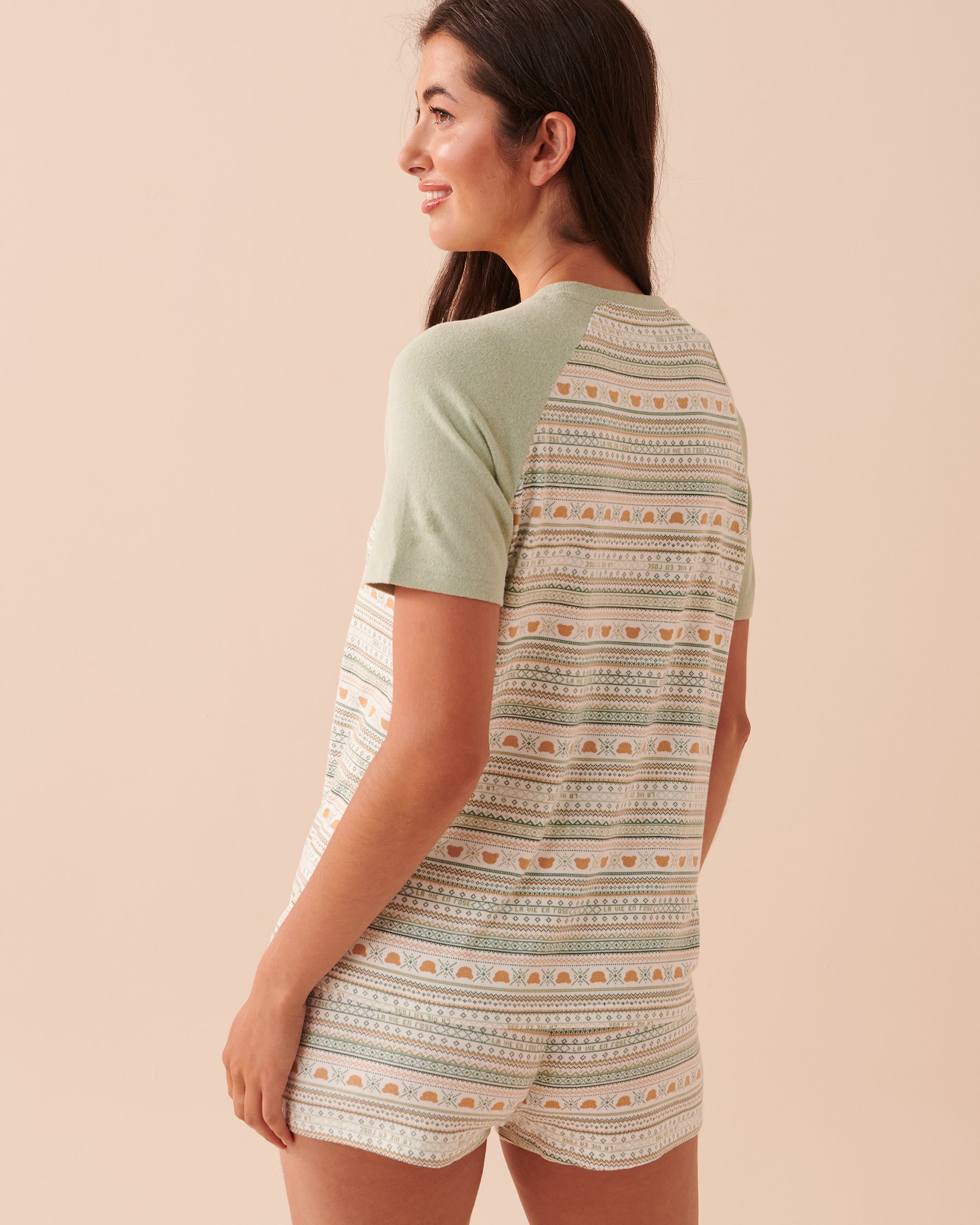 LA VIE EN ROSE Recycled Fibers Teddy Bear Crew Neck T-shirt Bear Fair Isle 40100496 - View5