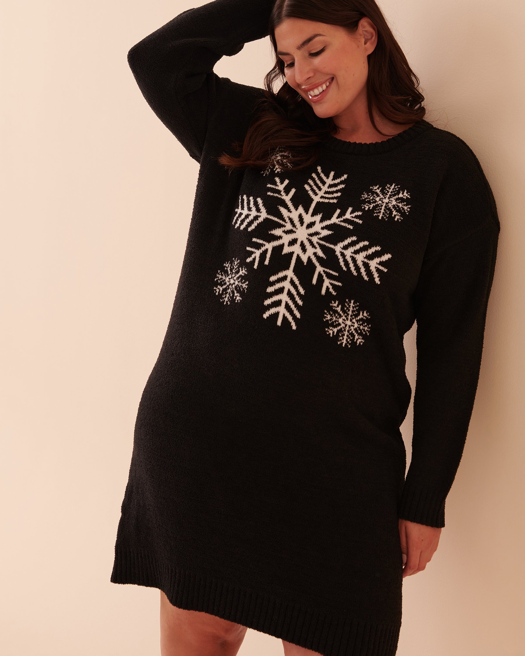 LA VIE EN ROSE Snowflakes Chenille Long Sleeve Sleepshirt Starry Night 40500320 - View1