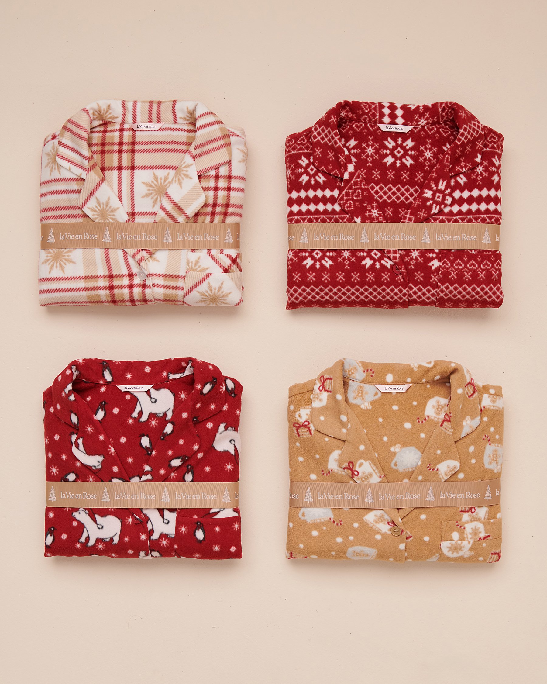 LA VIE EN ROSE Snowflakes Micropolar PJ Set Holiday Snowflakes 40400054 - View6