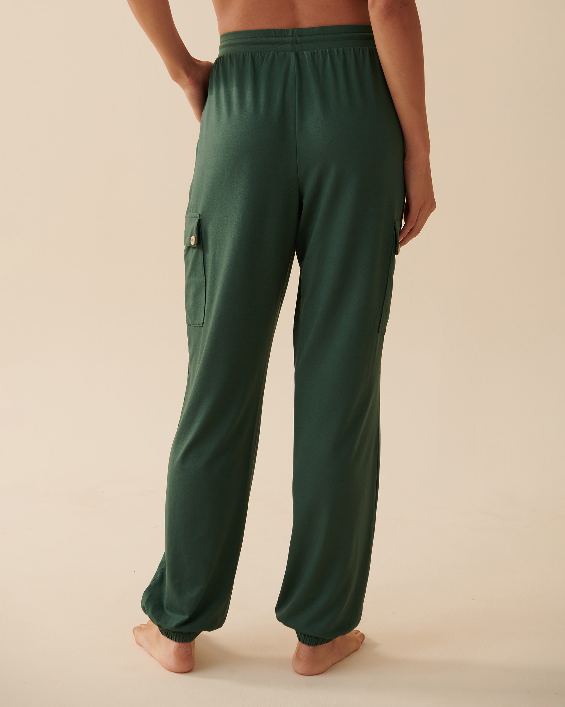 LA VIE EN ROSE Teddy Bear Super Soft Cargo Pants Pine Green 40200510 - View3