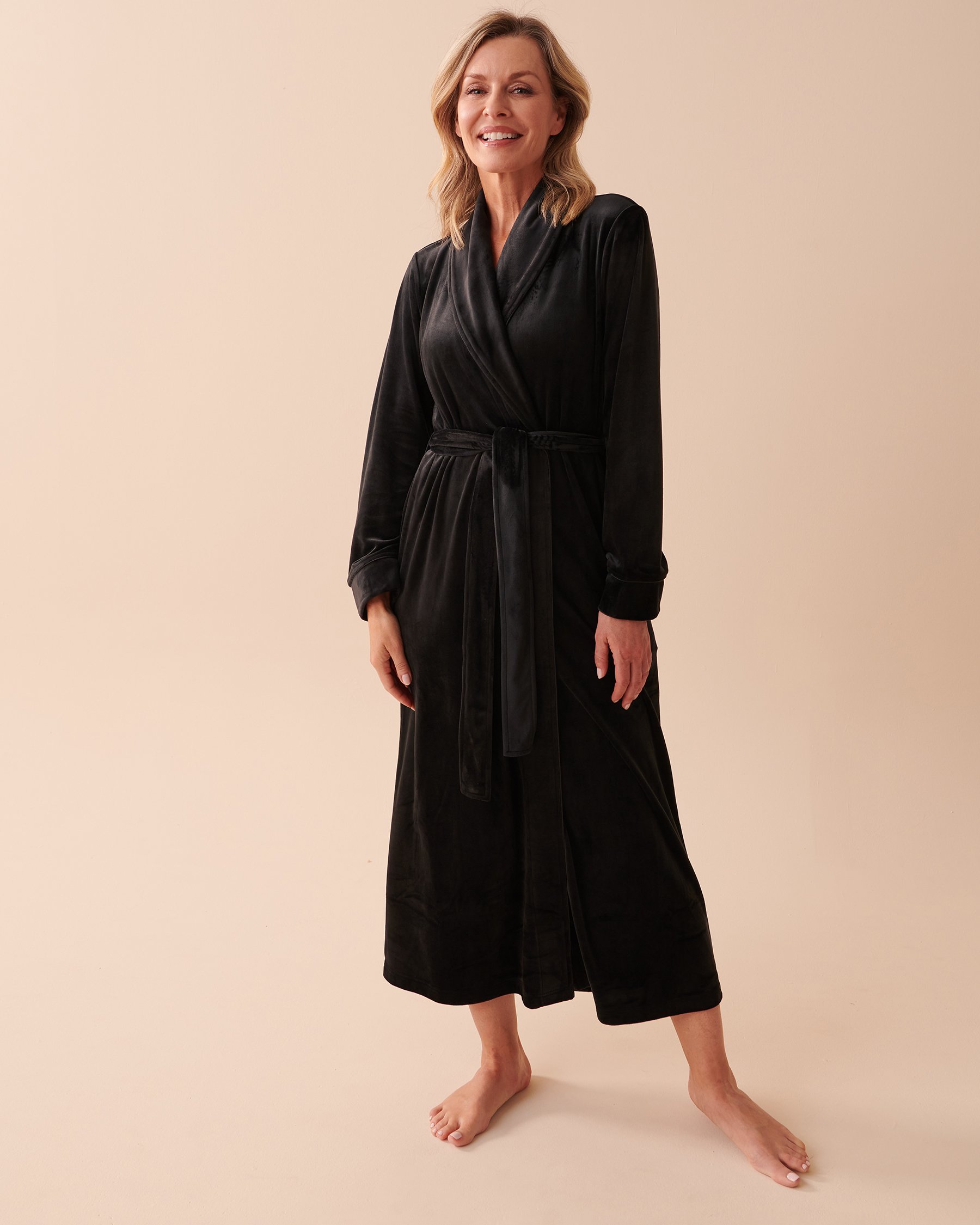 LA VIE EN ROSE Velvety Softness Long Robe Starry Night 40600149 - View1