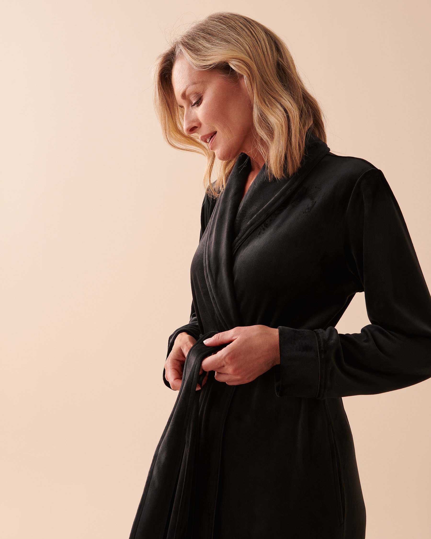 LA VIE EN ROSE Velvety Softness Long Robe Starry Night 40600149 - View3