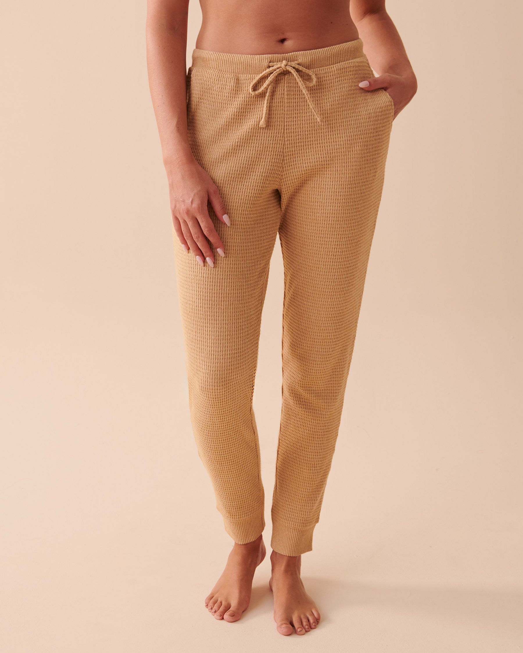 LA VIE EN ROSE Waffle Knit Jogger Pants Salted Caramel Mix 40200507 - View1