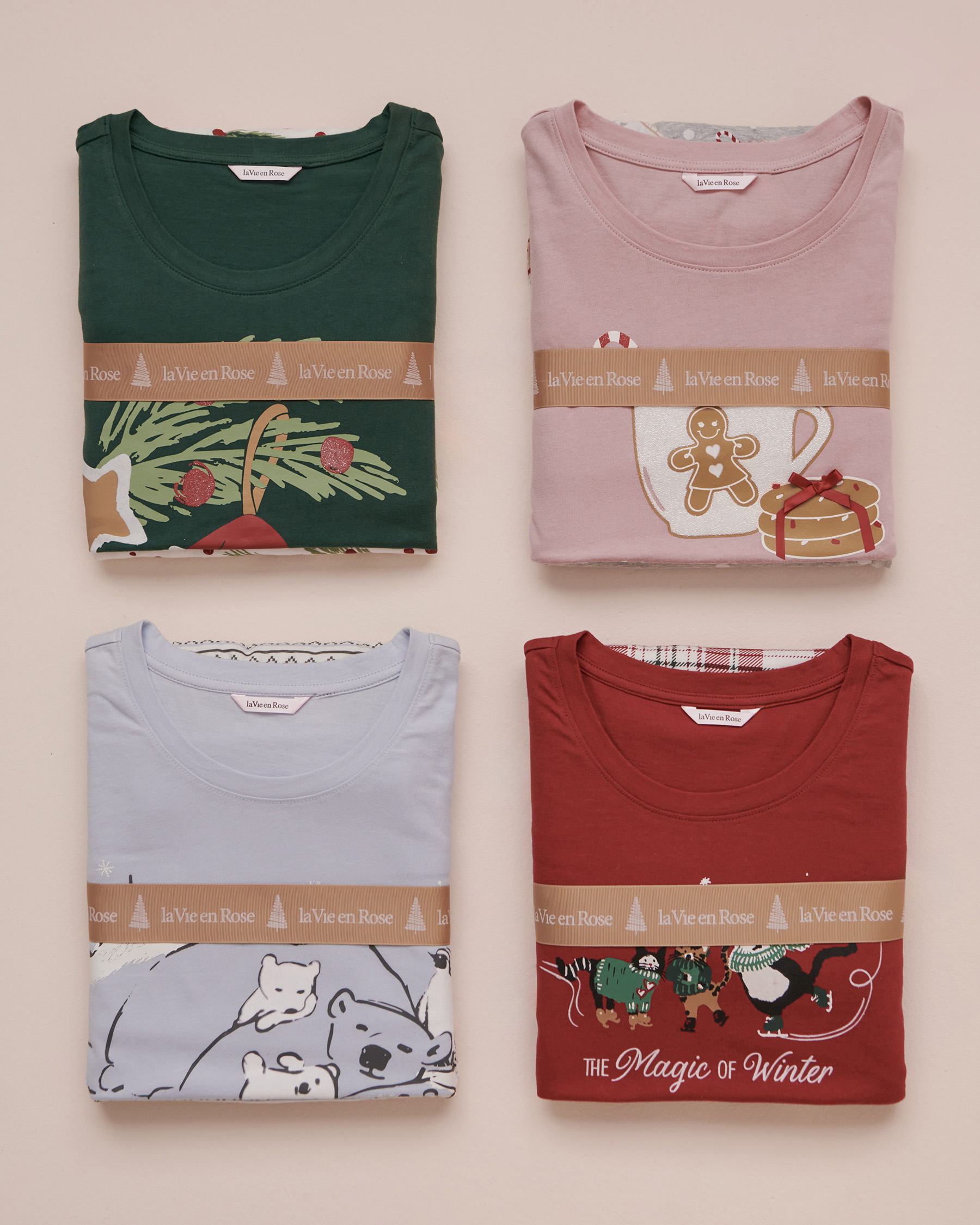 LA VIE EN ROSE Winter Print Cotton PJ Set Festive Sips & Cookies 40400057 - View7