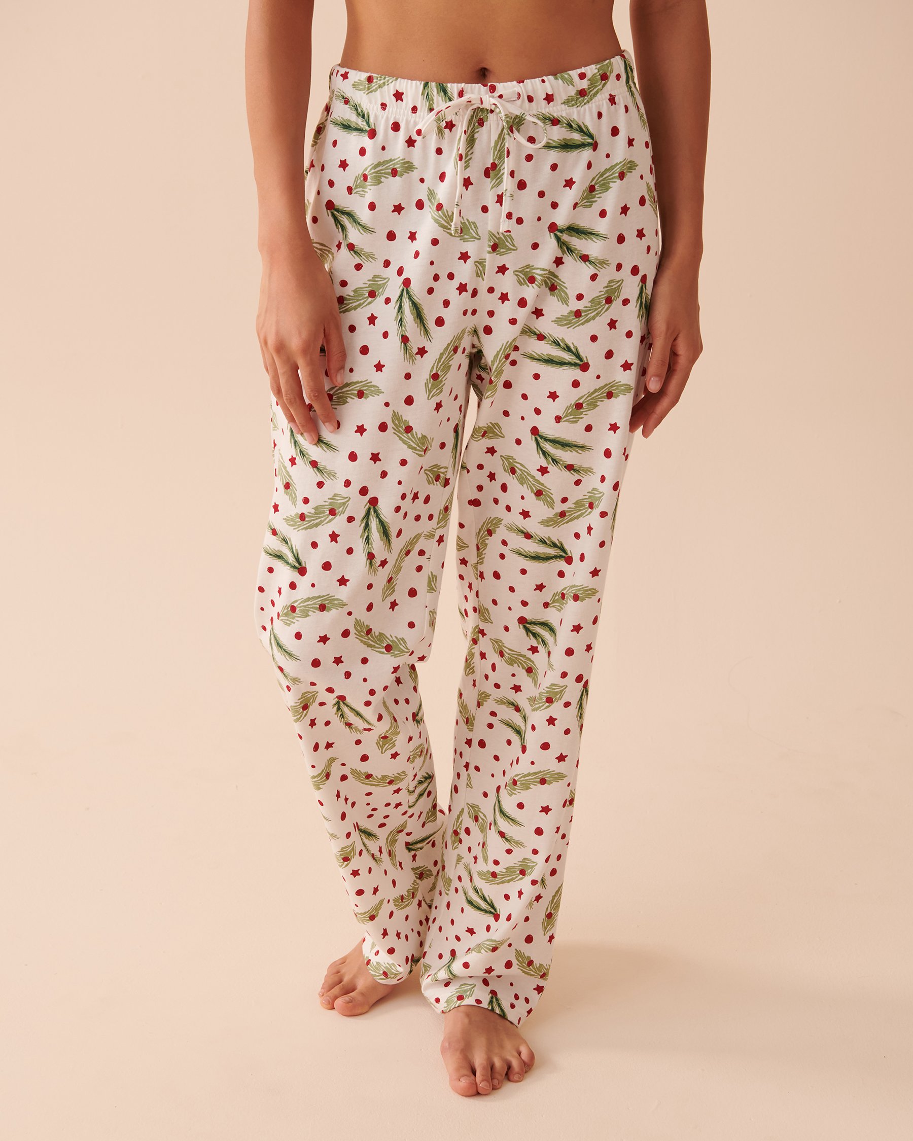 LA VIE EN ROSE Winter Print Cotton PJ Set Mistletoe 40400057 - View4