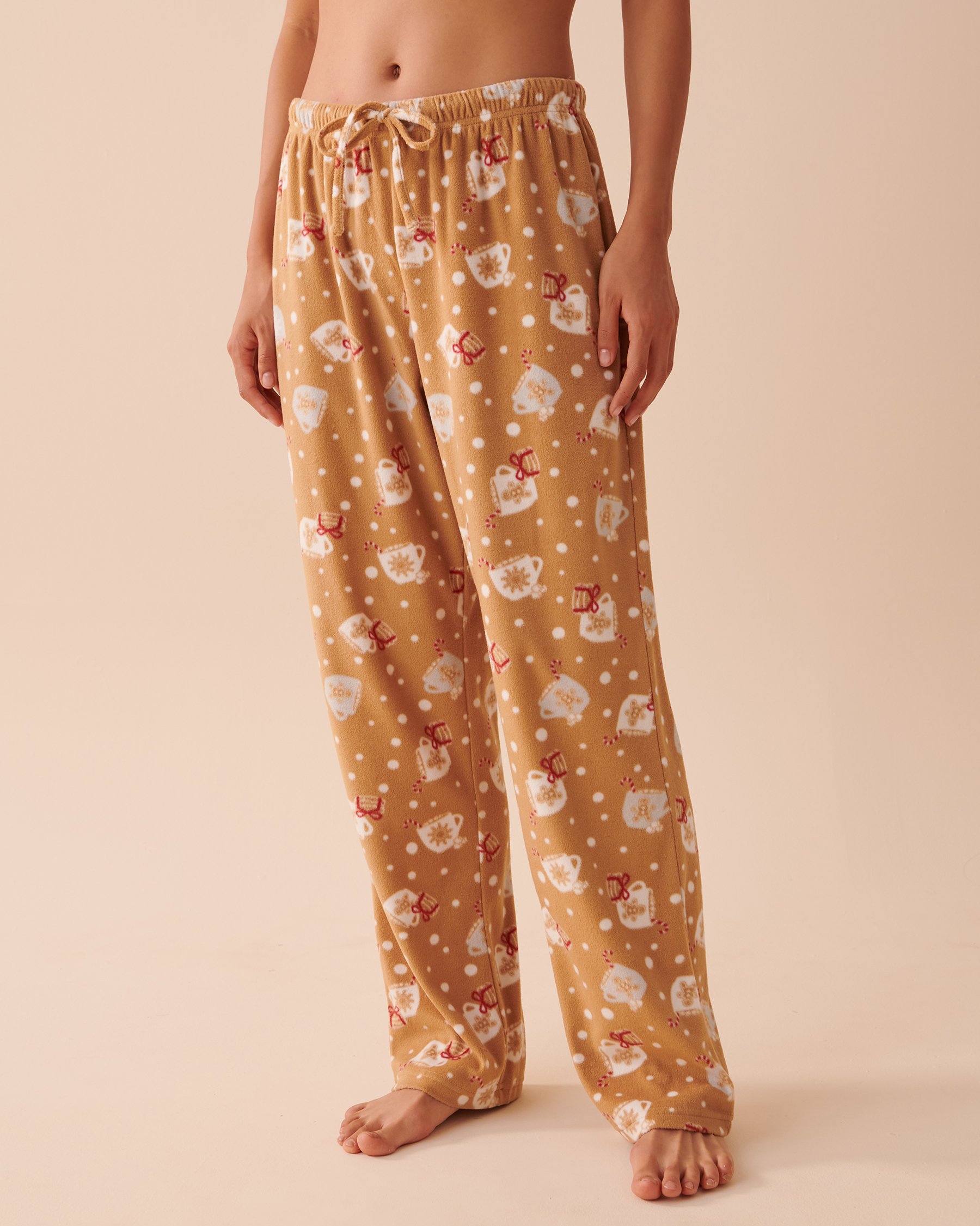 LA VIE EN ROSE Winter Print Micropolar PJ Set Hot Chocolate 40400054 - View4