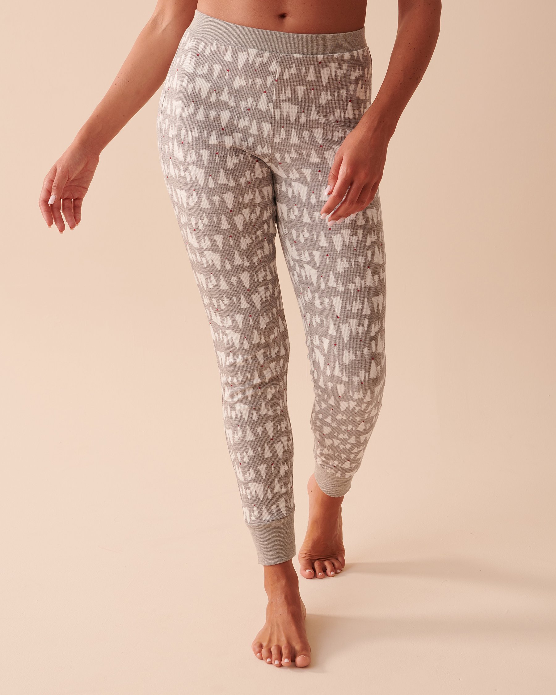 LA VIE EN ROSE Winter Print Waffle Knit PJ Set Snowy Forest 40400059 - View4