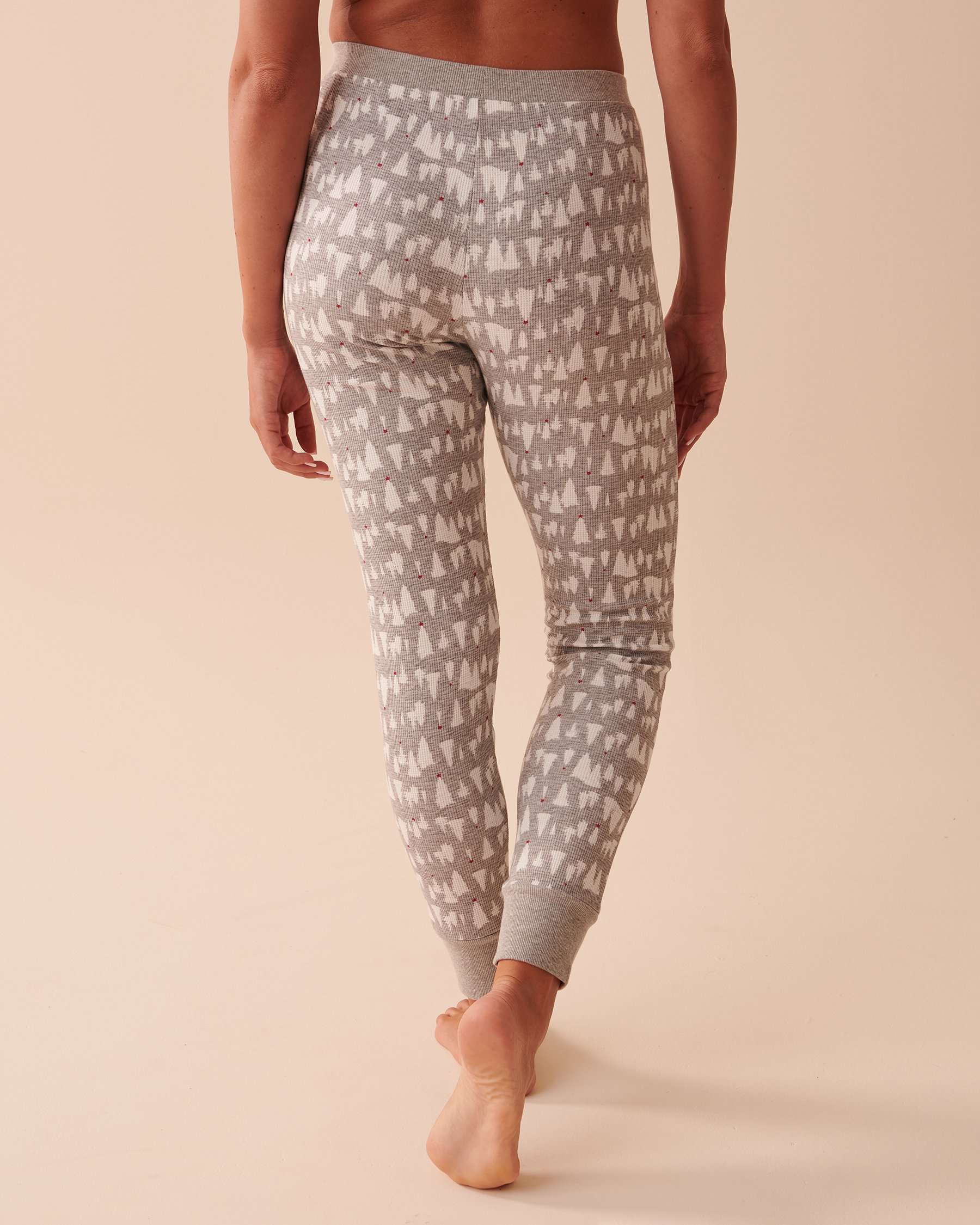 LA VIE EN ROSE Winter Print Waffle Knit PJ Set Snowy Forest 40400059 - View5