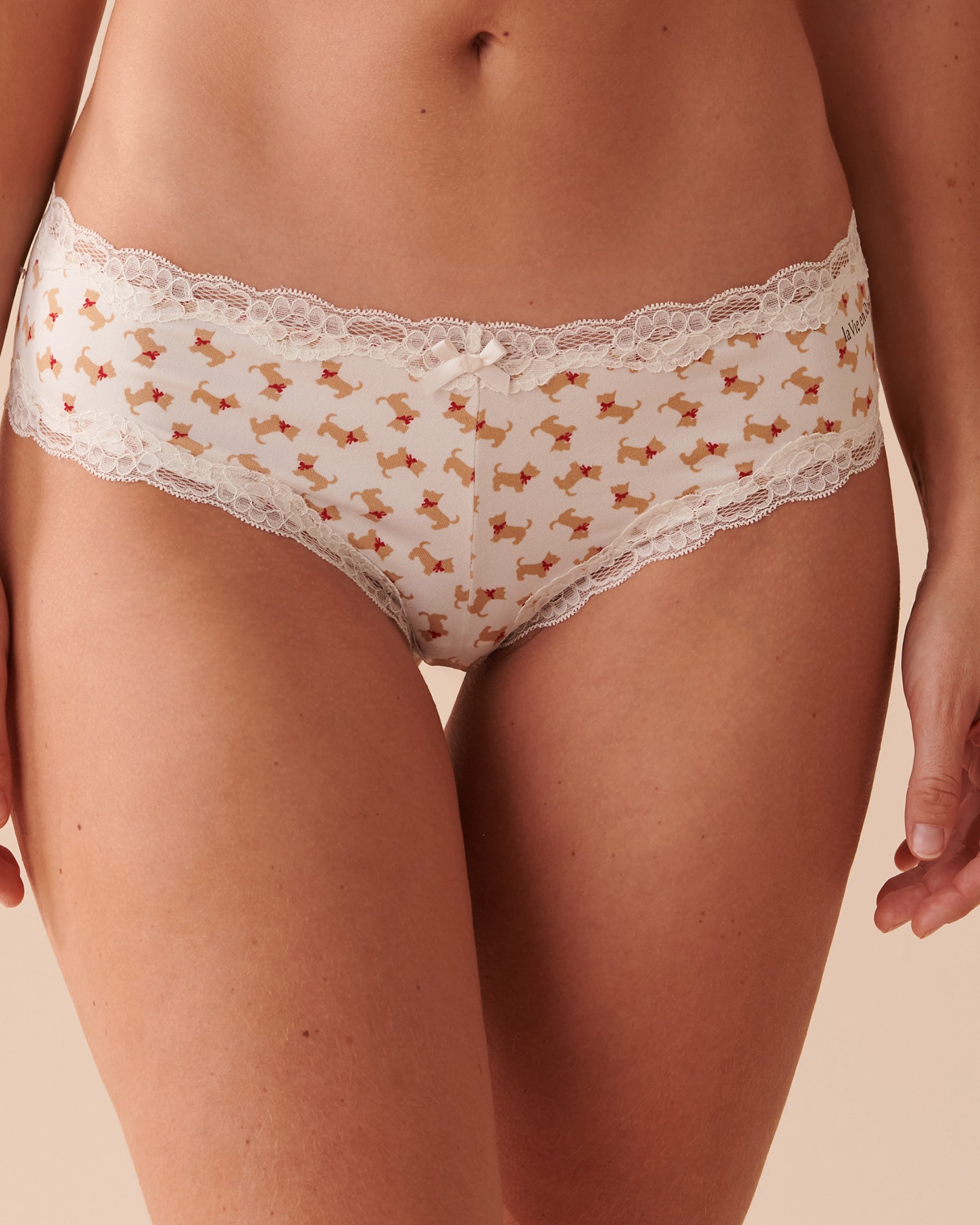 LA VIE EN ROSE Super Soft Lace Detail Cheeky Panty Scottie 20100387 - View1