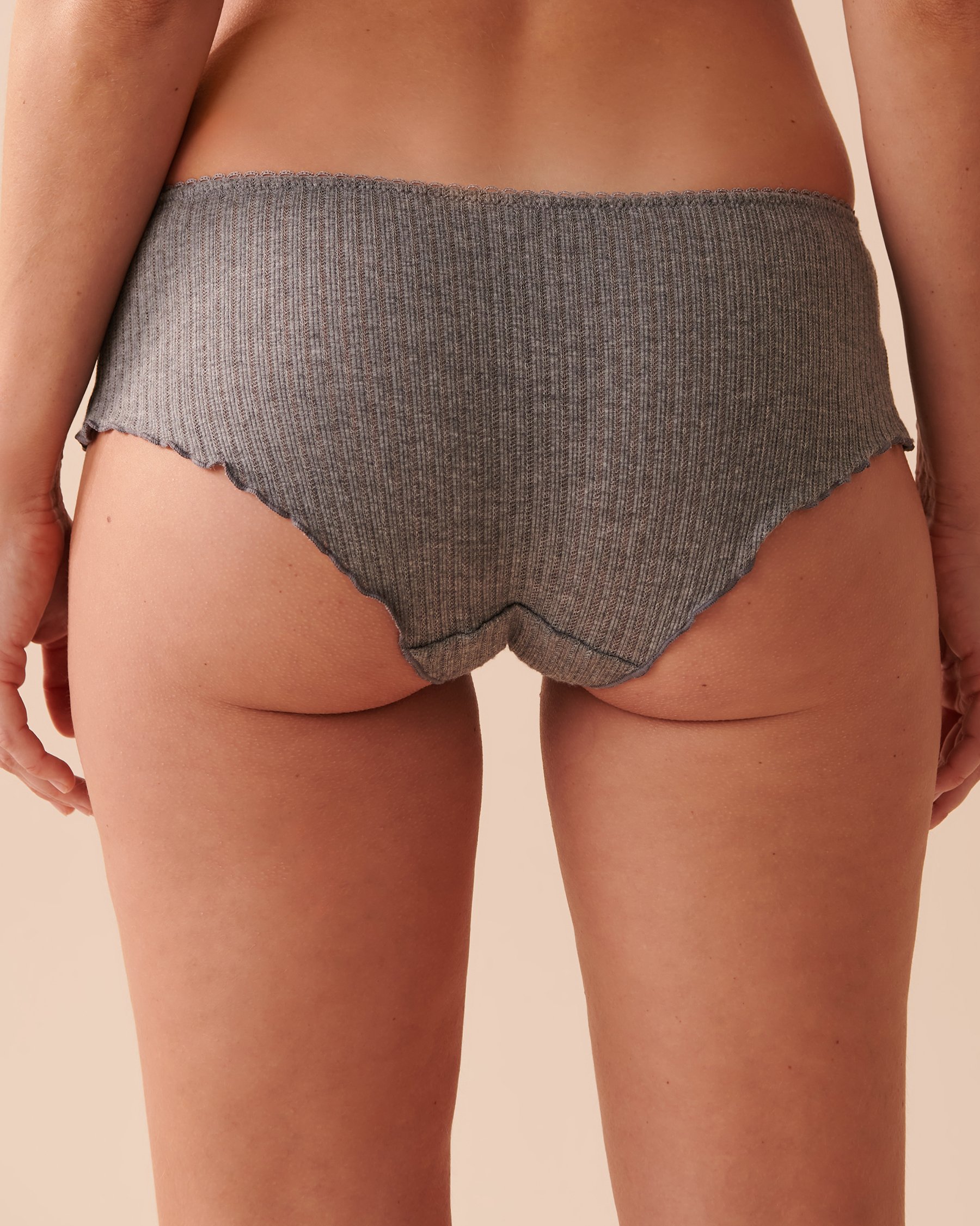 LA VIE EN ROSE Ribbed Lace Detail Hiphugger Panty Chimney Smoke Mix 20100373 - View2