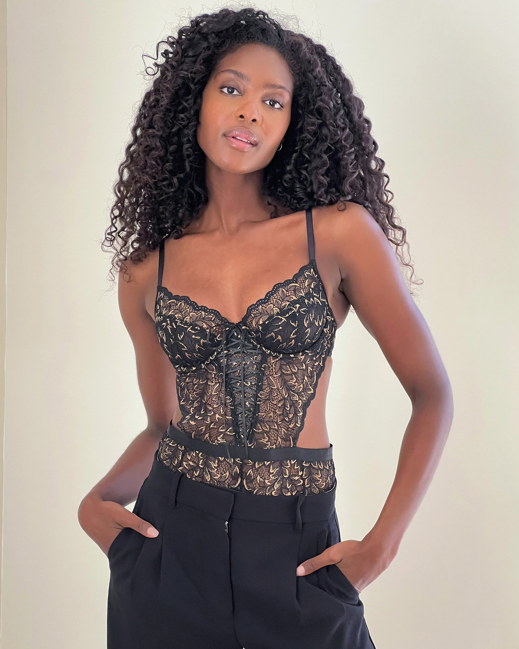 LA VIE EN ROSE Cut-Out Lace Cheeky Teddy Starry Night 60300072 - View4