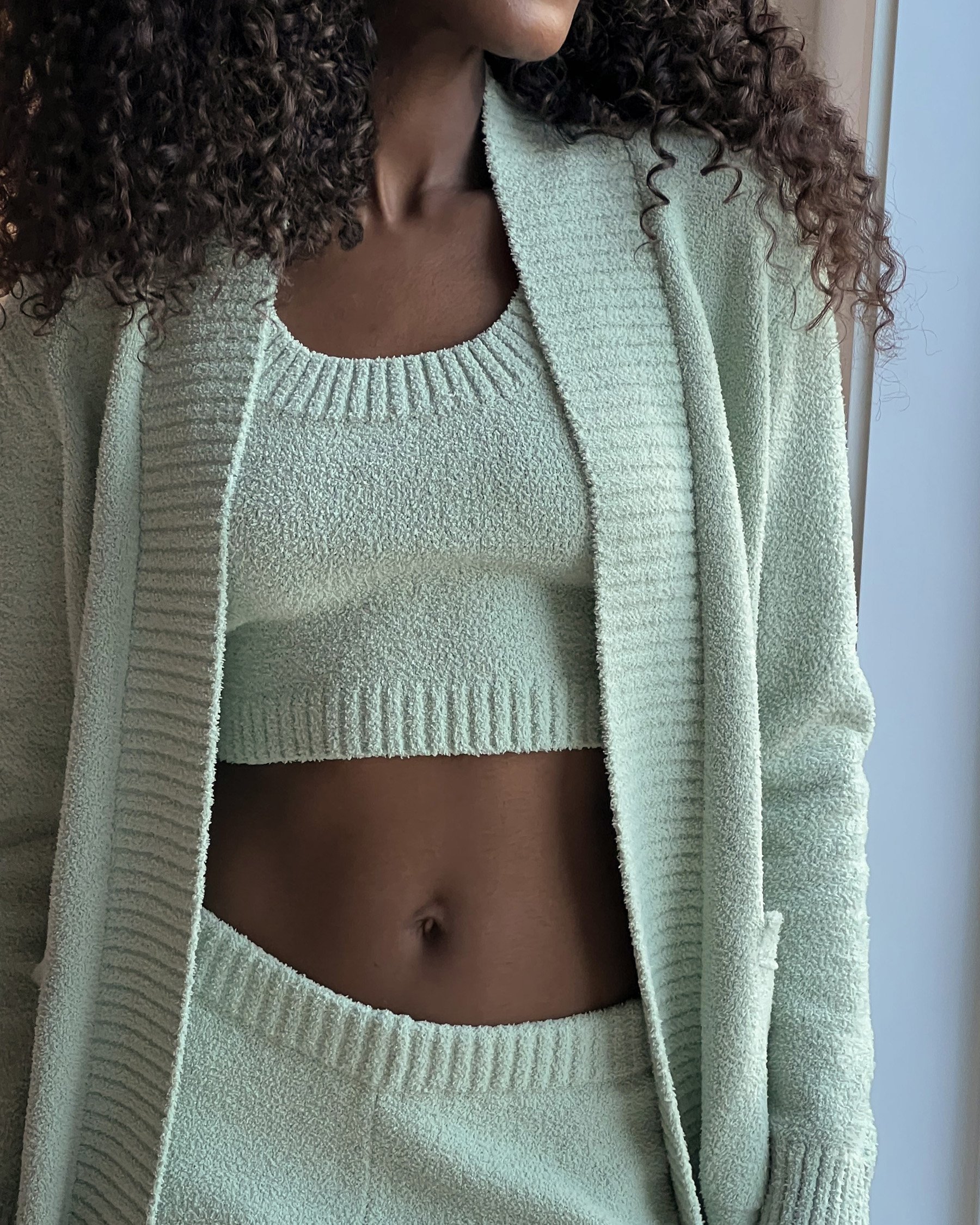 LA VIE EN ROSE Chenille Cardigan Mint Creams 50500011 - View8