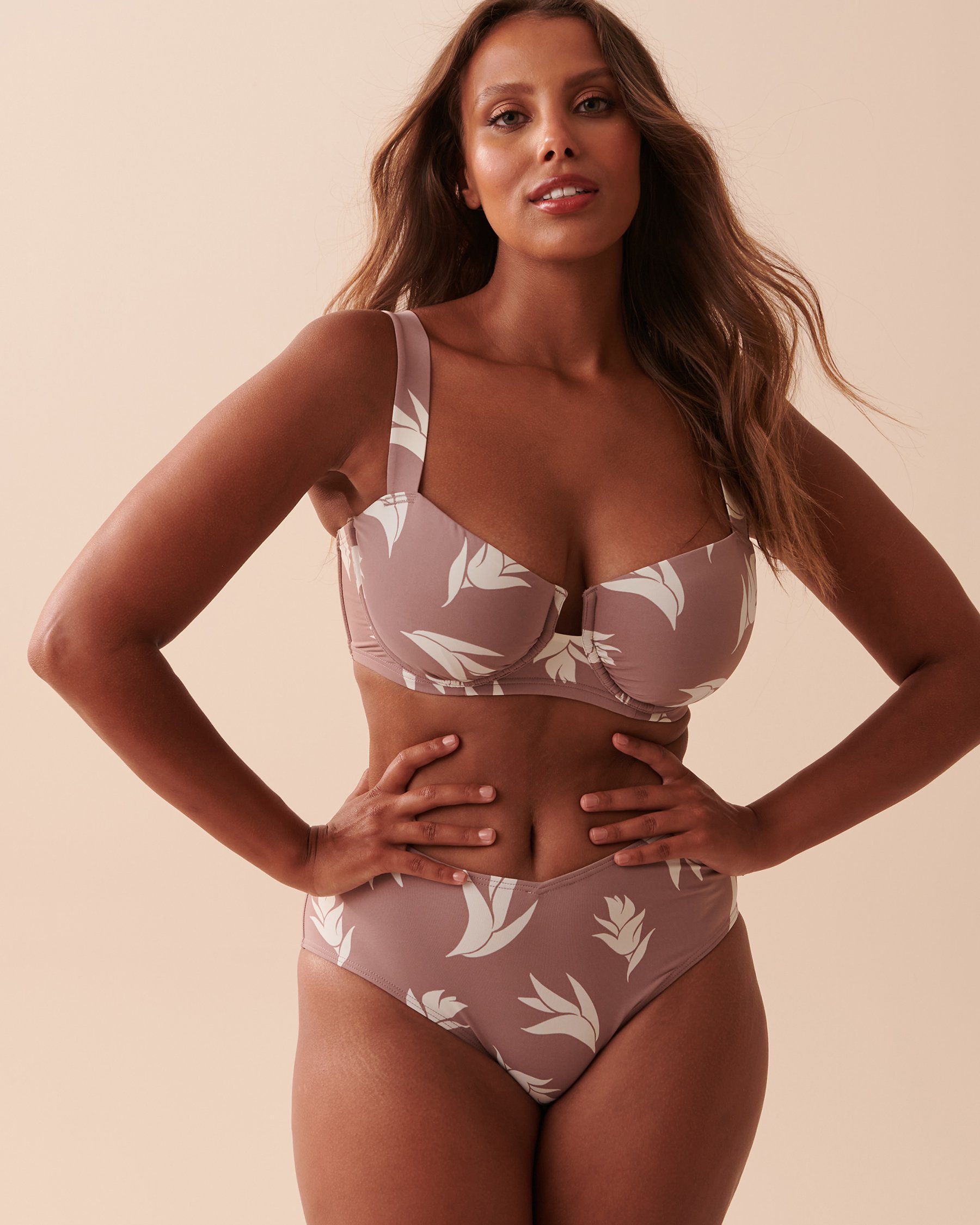 LA VIE EN ROSE AQUA Haut de bikini balconnet bonnet D en fibres recyclées SAINT LUCIA Oiseau de paradis minimaliste 70200107 - Voir1