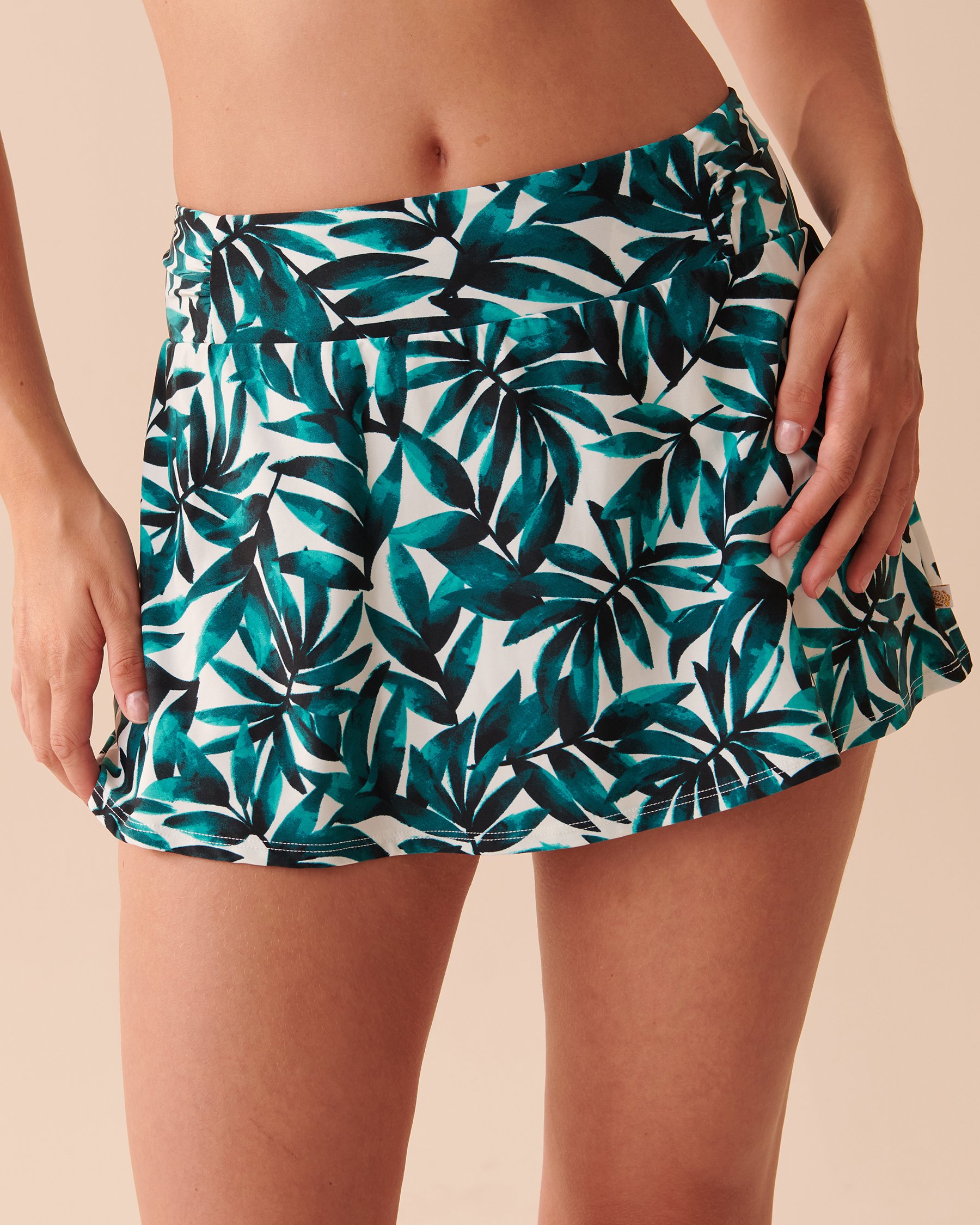 LA VIE EN ROSE AQUA Bas de bikini jupe ARUBA Feuilles tropicales bleues 70300500 - Voir1