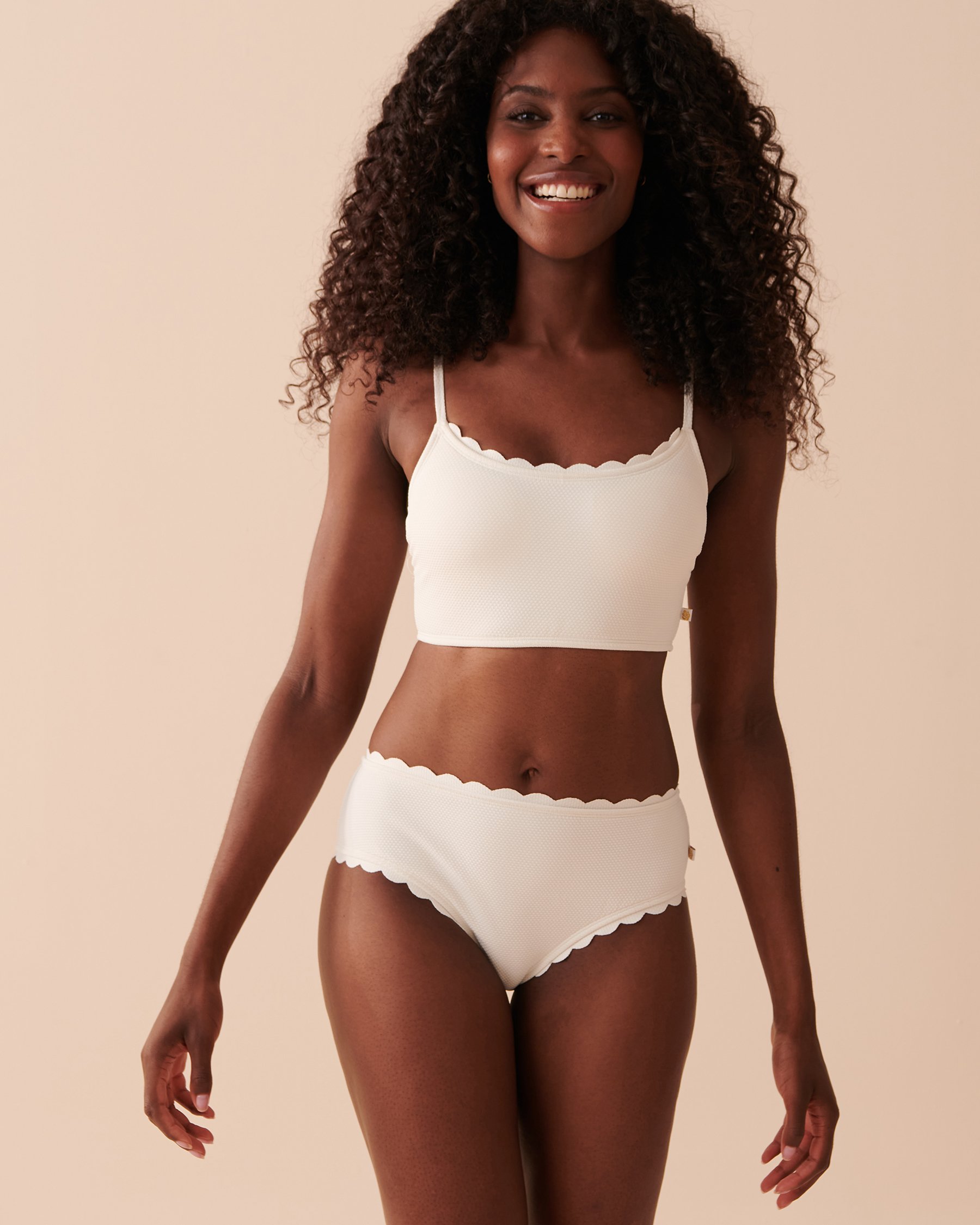 LA VIE EN ROSE AQUA POPCORN TEXTURED Cheeky Bikini Bottom Coconut milk 70300506 - View3