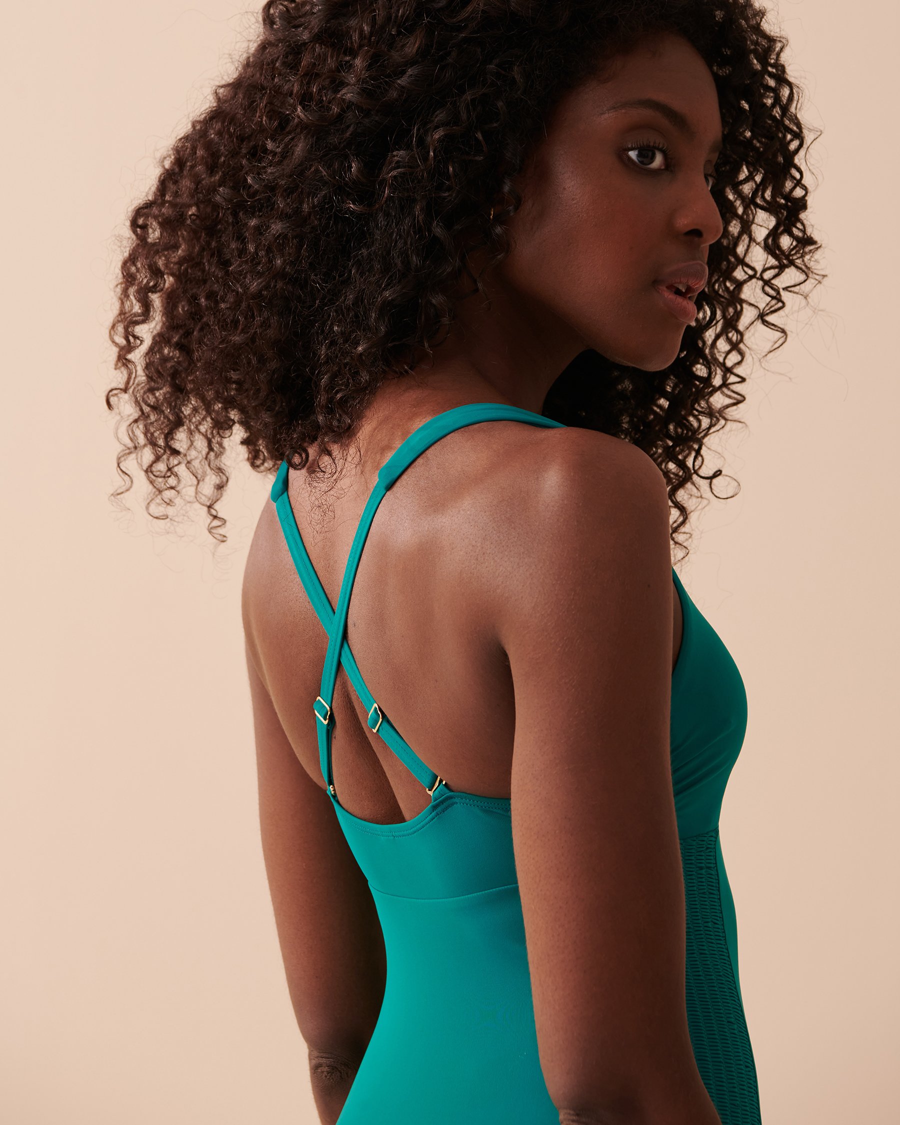 AQUAROSE ARUBA Smocked Sides One-piece Swimsuit Blue lagoon 70400098 - View4