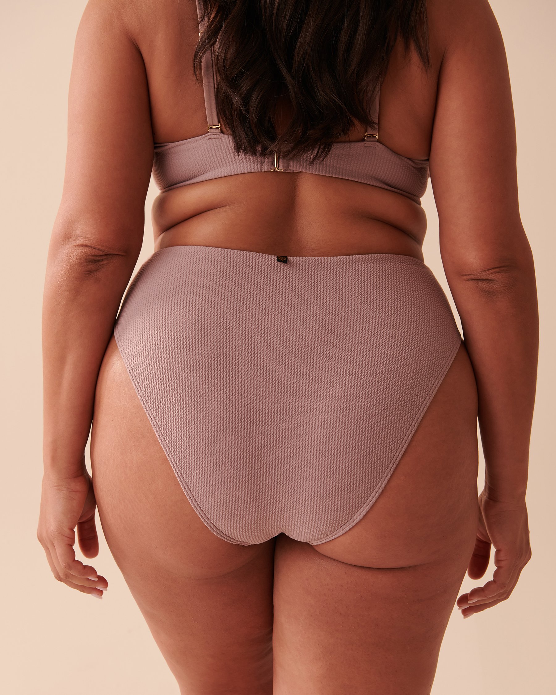 LA VIE EN ROSE AQUA CASABLANCA TEXTURED High Waist Bikini Bottom Cocoa 70300508 - View5