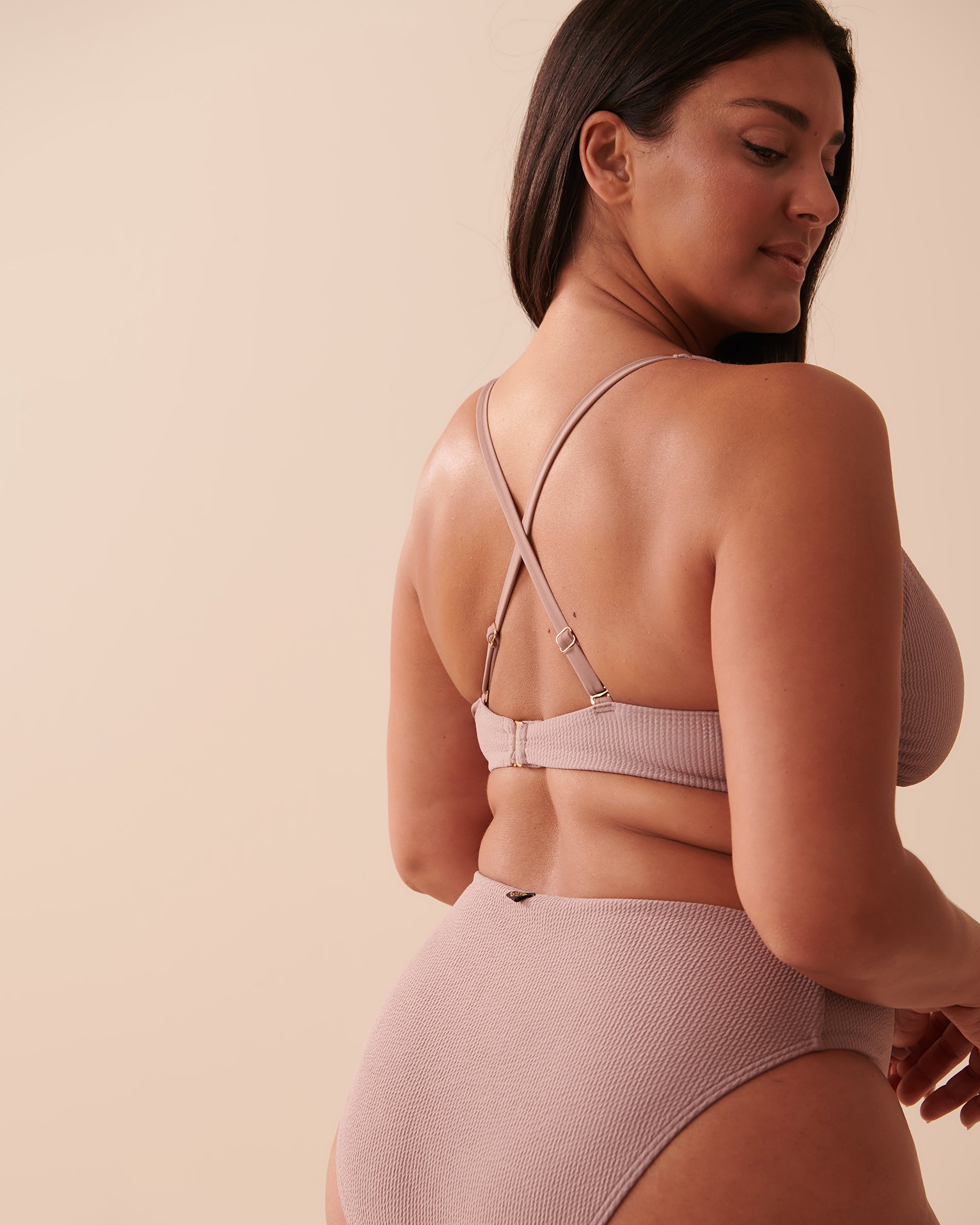 LA VIE EN ROSE AQUA Haut de bikini plongeant texturé CASABLANCA Cacao 70100541 - Voir3