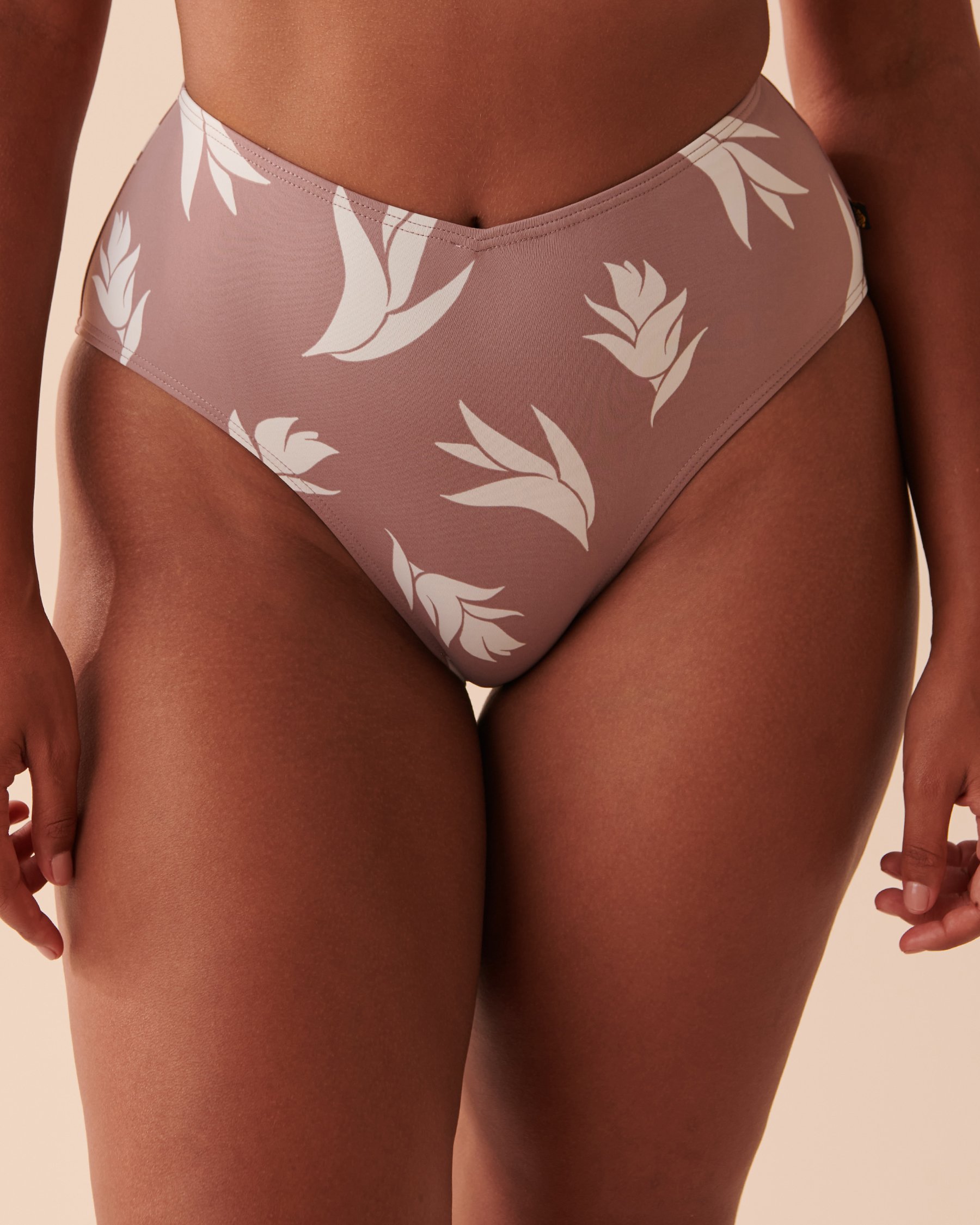 LA VIE EN ROSE AQUA SAINT LUCIA Recycled Fibers High Waist Cheeky Bikini Bottom Minimalist Bird of Paradise 70300502 - View1