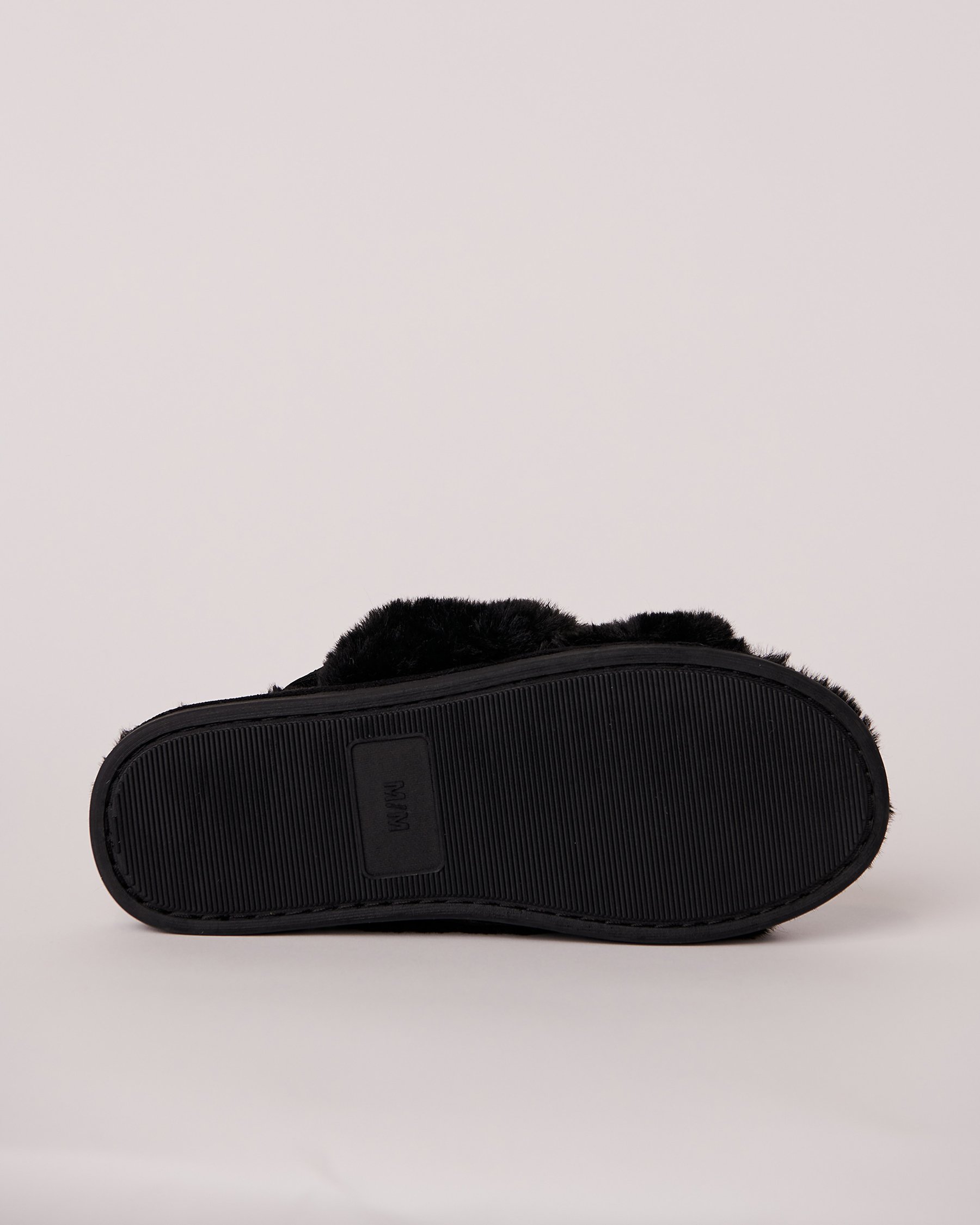 LA VIE EN ROSE Pantoufles mules ouvertes en peluche Noir 40700249 - Voir6