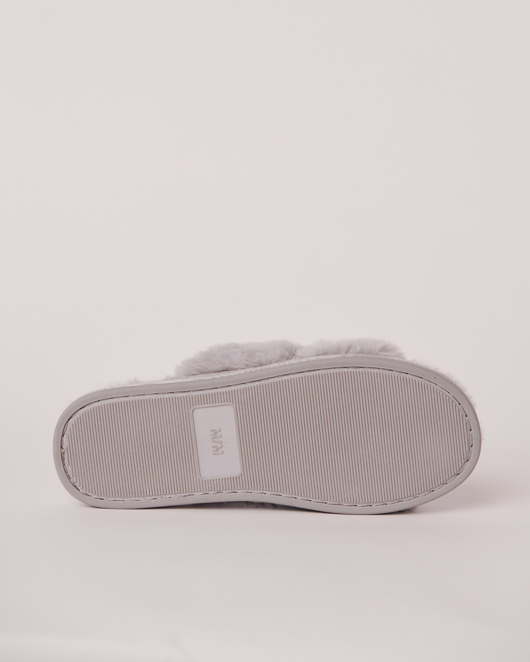 LA VIE EN ROSE Pantoufles mules ouvertes en peluche Gris argenté 40700249 - Voir6