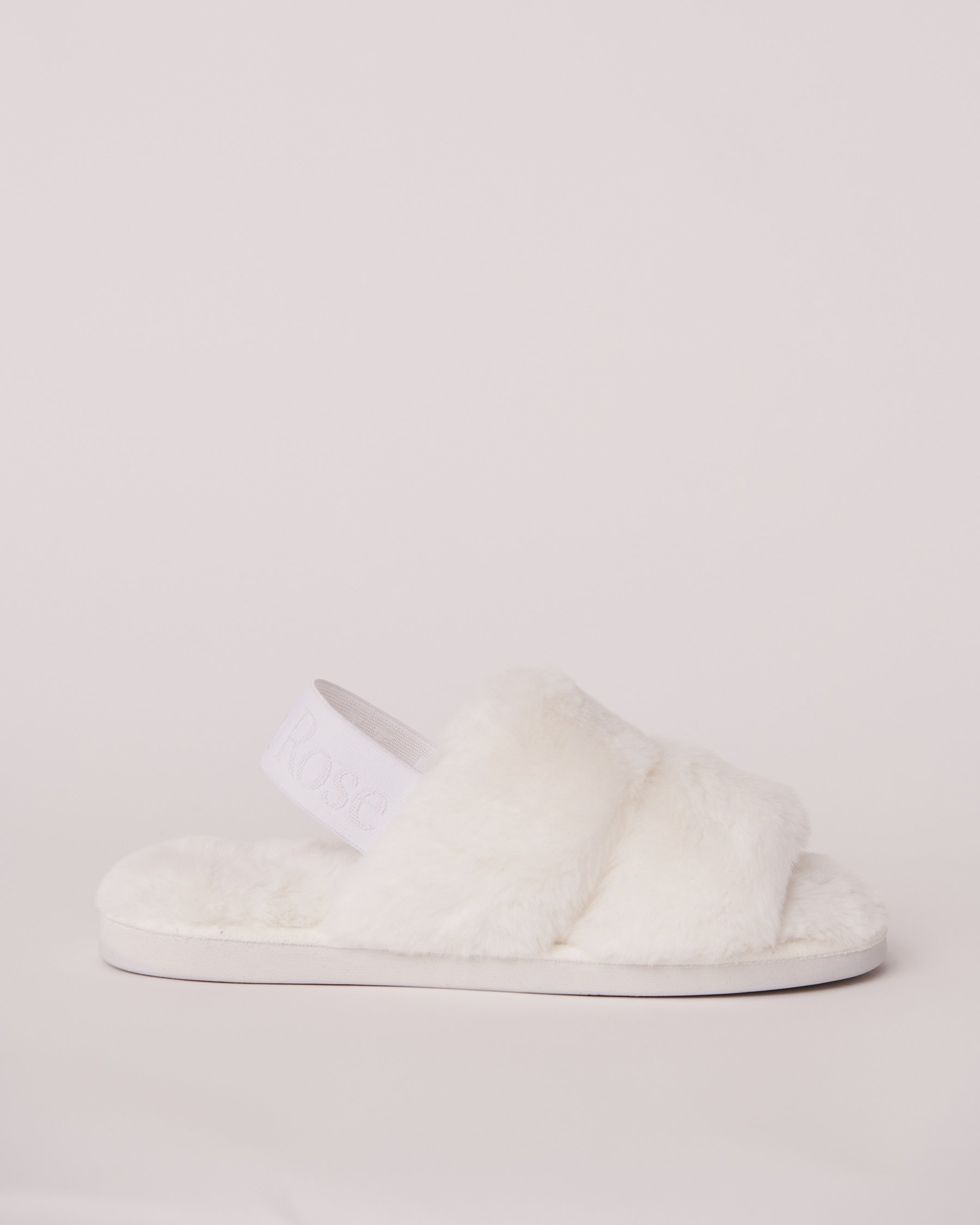LA VIE EN ROSE Plush Open Slide Slippers Snow white 40700249 - View5
