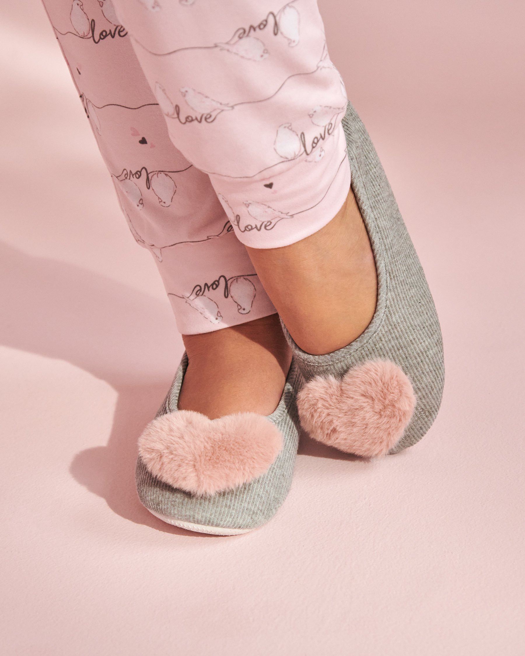 LA VIE EN ROSE Pantoufles ballerines en jersey doux Gris argenté 40700252 - Voir1