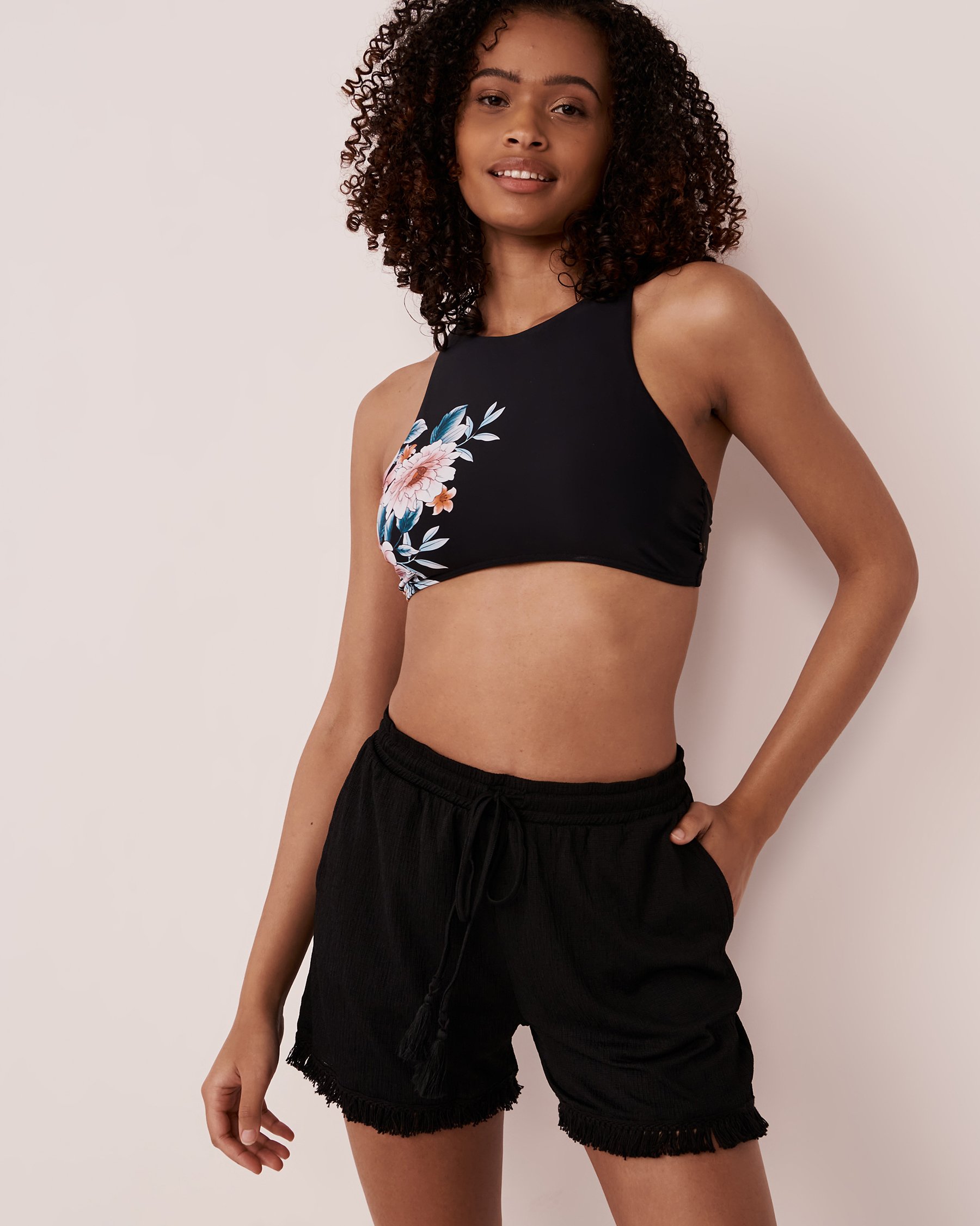 LA VIE EN ROSE AQUA Short bordure à pampilles Noir 80200022 - Voir1