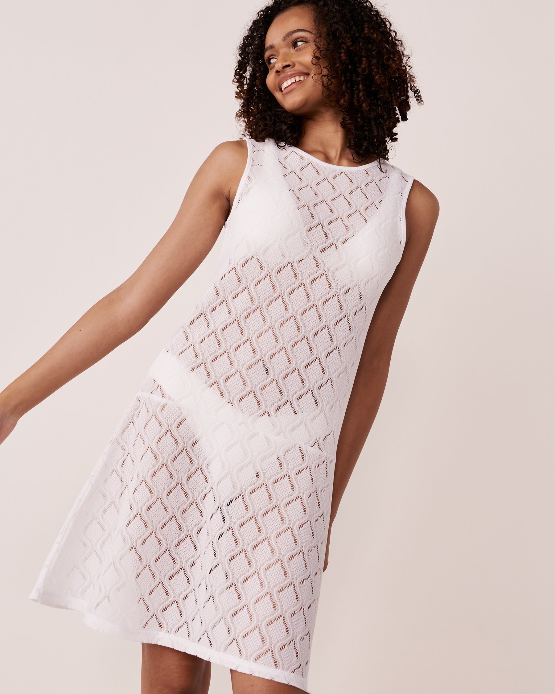 LA VIE EN ROSE AQUA Robe sans manches à crochet Blanc 80300058 - Voir1