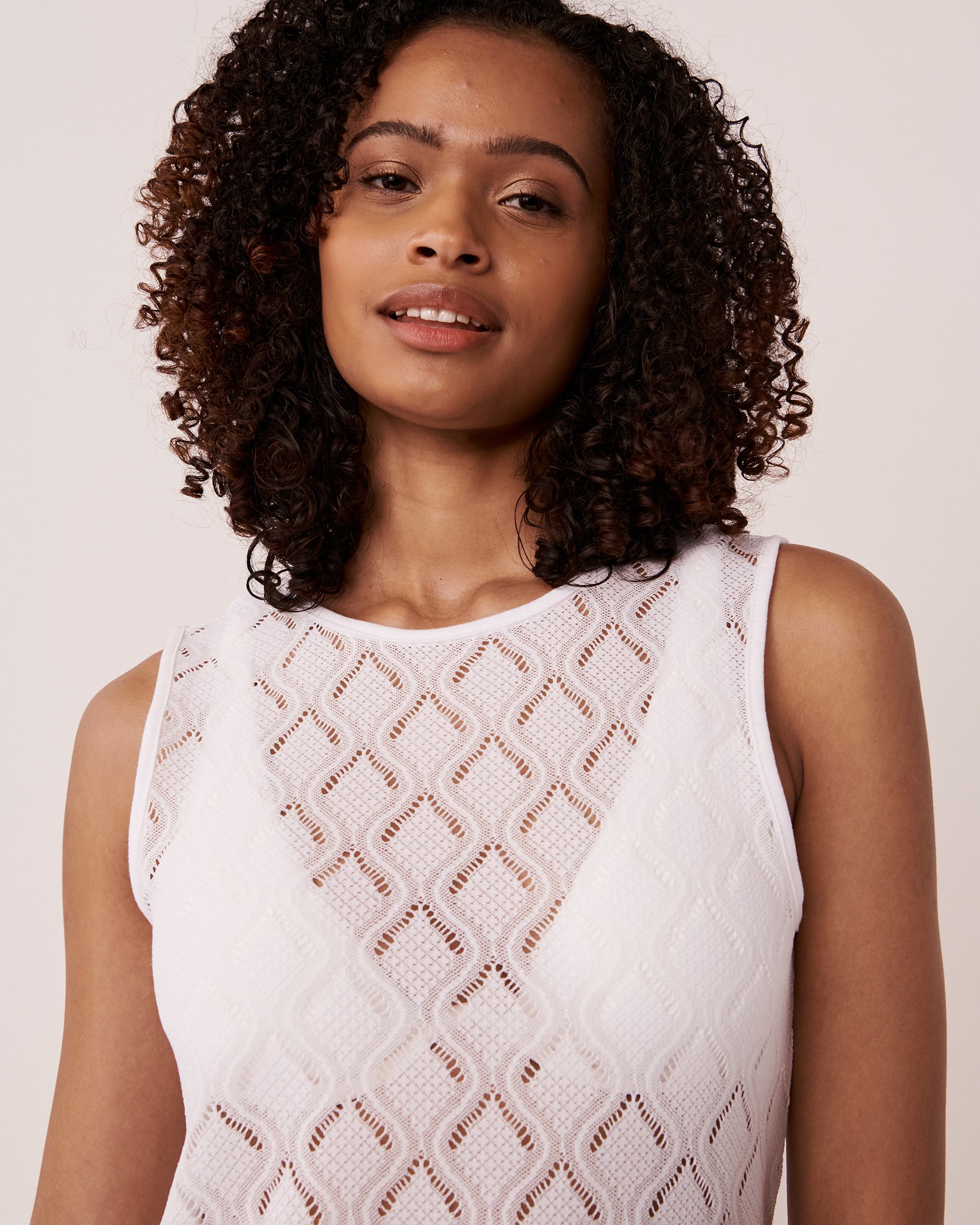 LA VIE EN ROSE AQUA Crochet Sleeveless Dress White 80300058 - View3