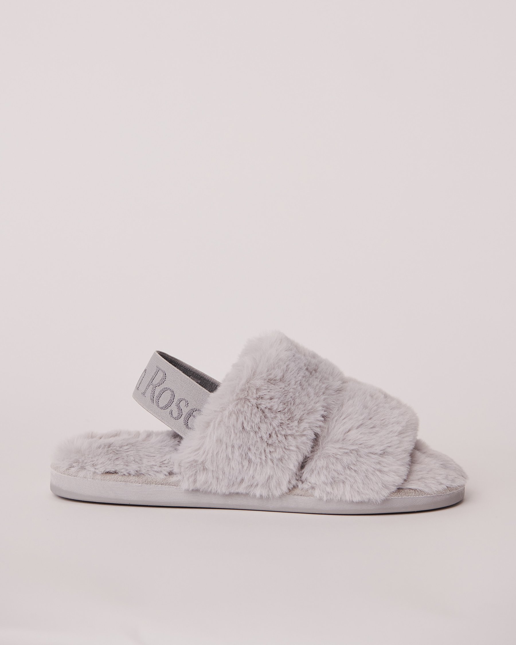 LA VIE EN ROSE Pantoufles mules ouvertes en peluche Gris argenté 40700249 - View5