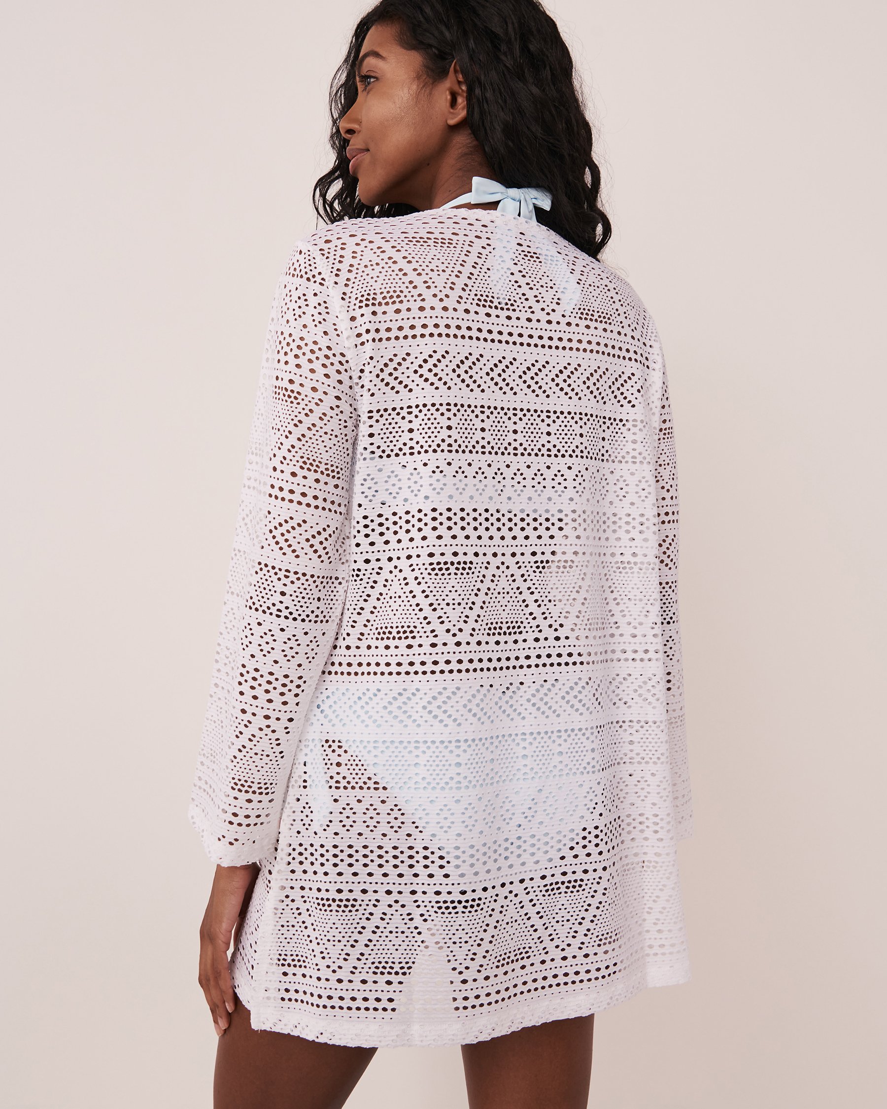 LA VIE EN ROSE AQUA Tunique en crochet encolure en V Blanc 80400027 - View2