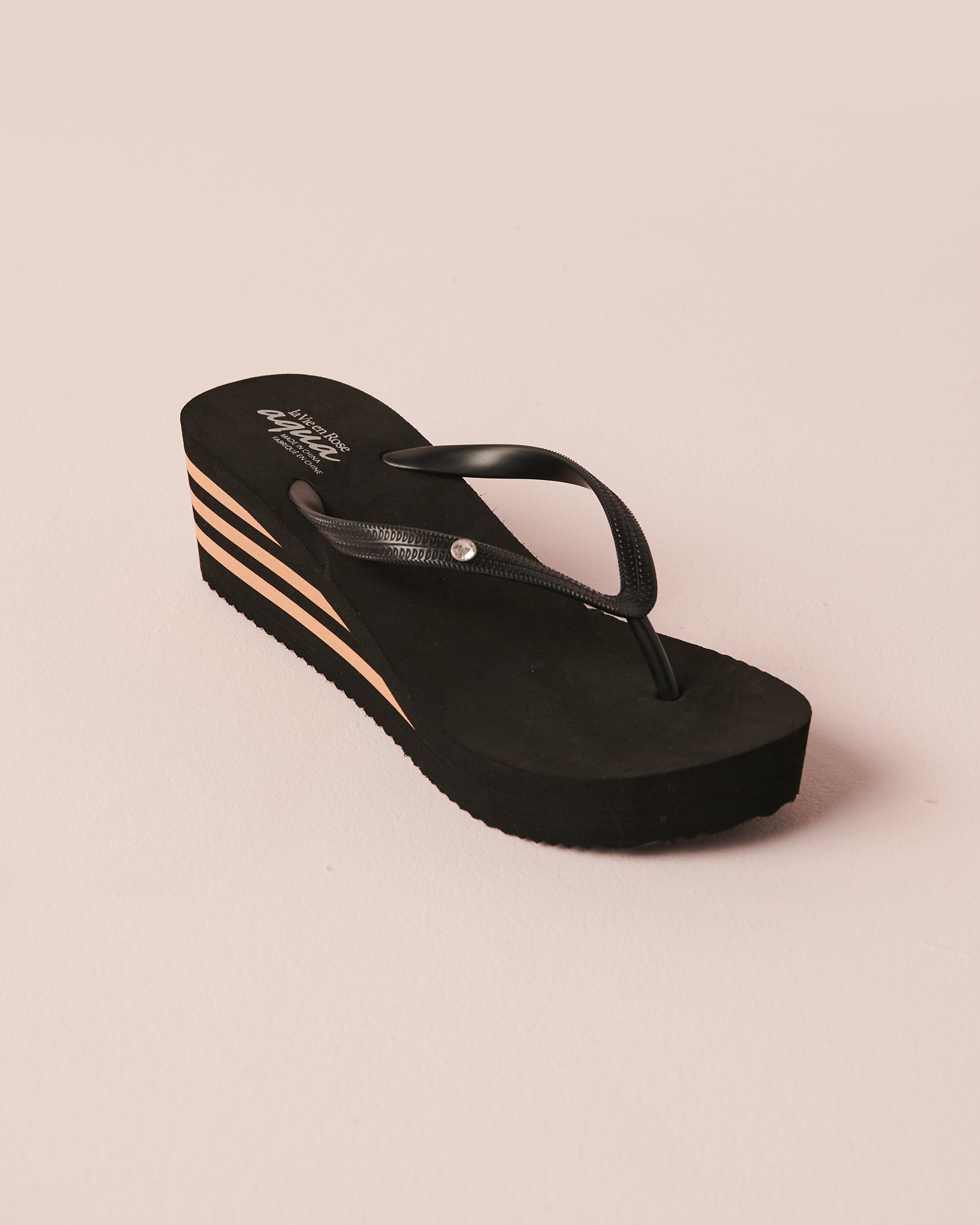 LA VIE EN ROSE AQUA Wedge Sandals Black 80500066 - View3