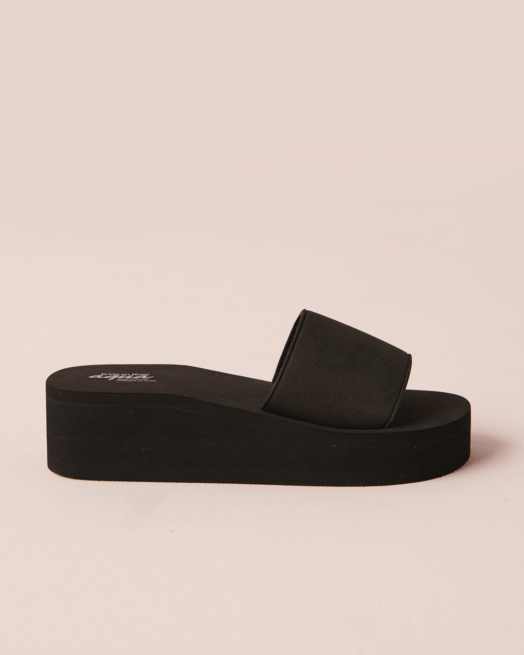 LA VIE EN ROSE AQUA Wedge Sandals Black 80500075 - View2