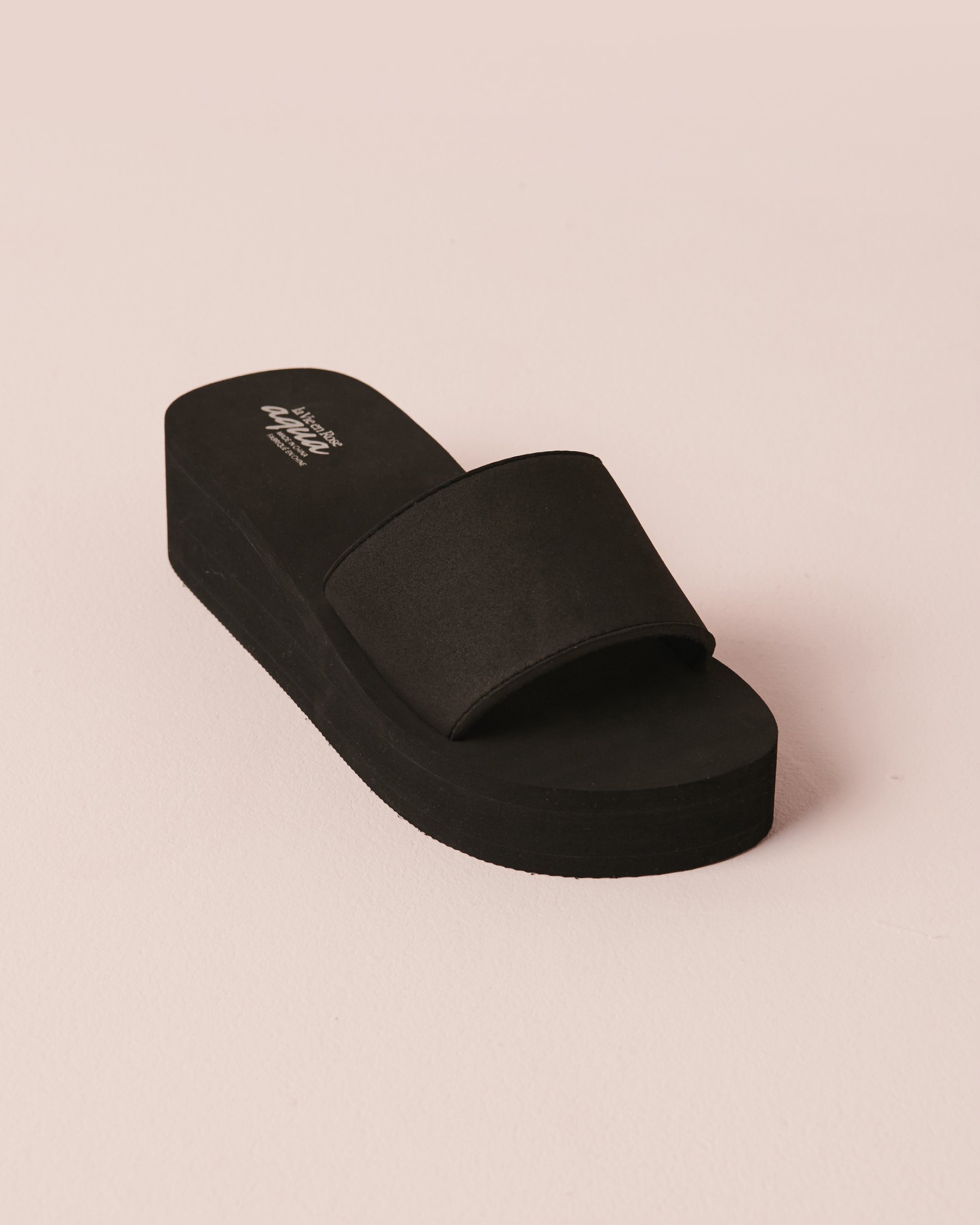 LA VIE EN ROSE AQUA Wedge Sandals Black 80500075 - View3