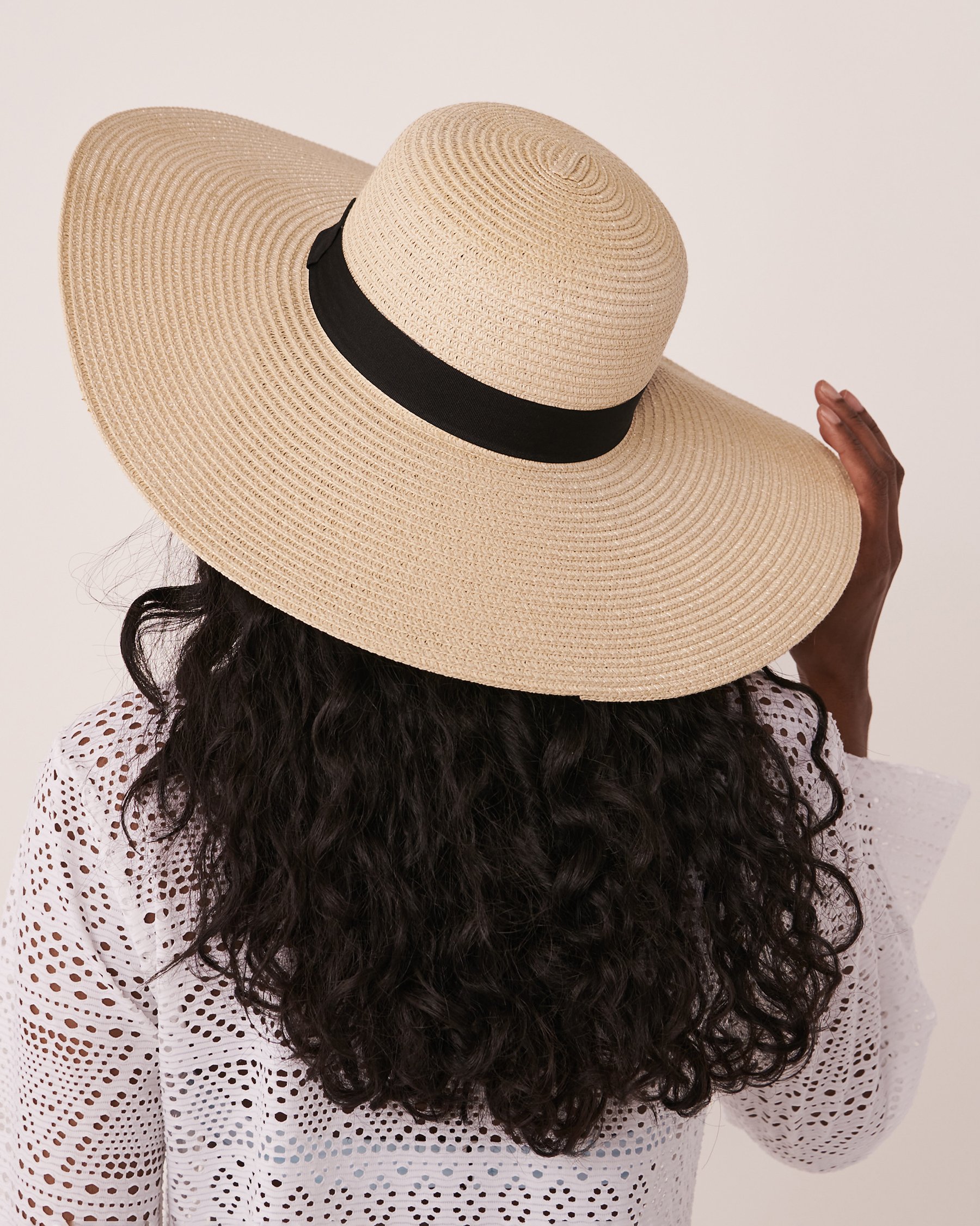 LA VIE EN ROSE AQUA Wide Brim Hat Sand 80500072 - View3