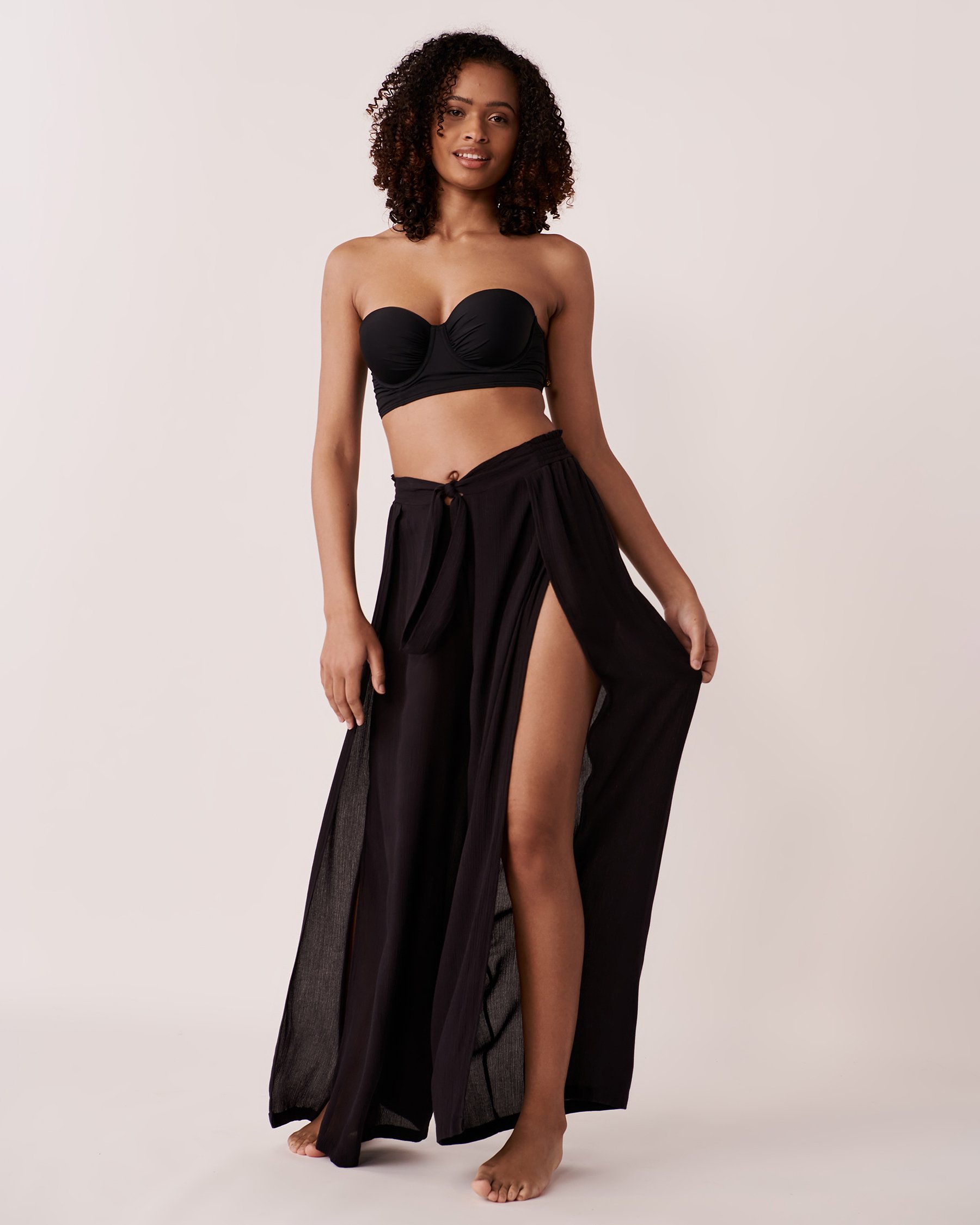 LA VIE EN ROSE AQUA Wide Leg Pants Black 80200023 - View1