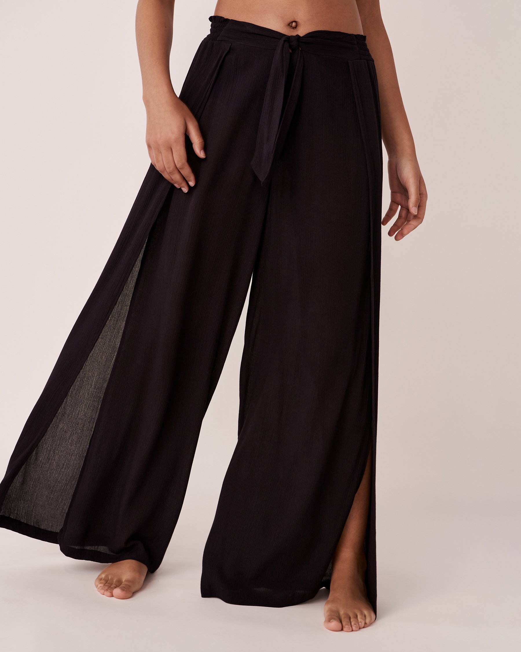 LA VIE EN ROSE AQUA Wide Leg Pants Black 80200023 - View2