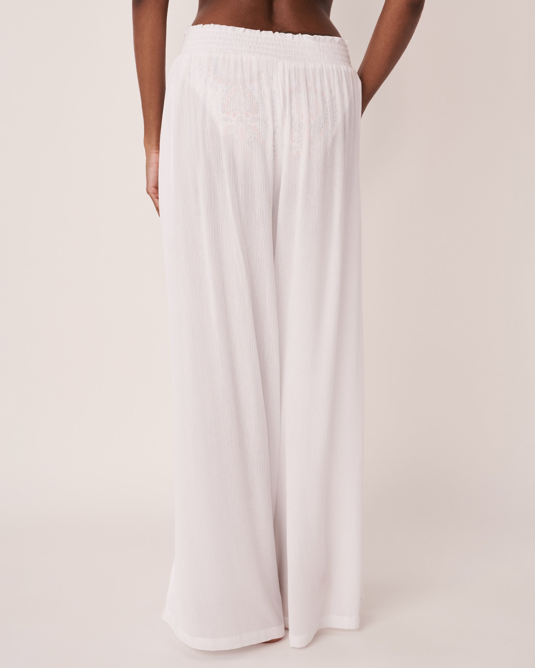 LA VIE EN ROSE AQUA Pantalon à jambe large Blanc 80200023 - View3