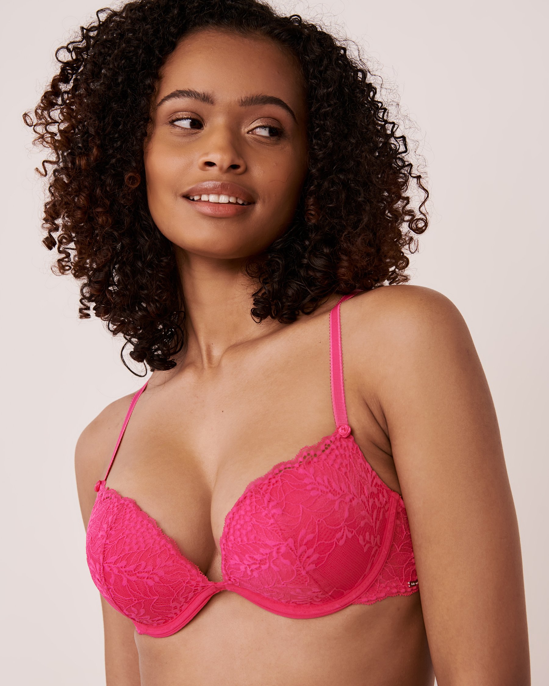LA VIE EN ROSE Soutien-gorge push-up plongeant demi-buste Fuchsia éclatant 10300088 - Voir1