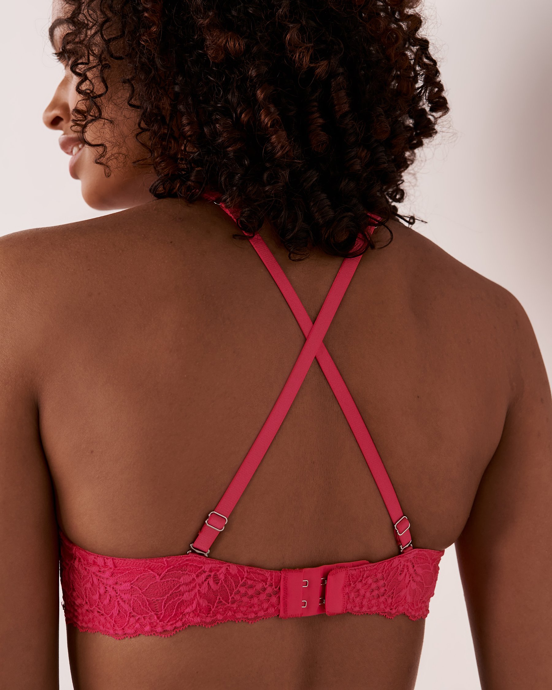 LA VIE EN ROSE Soutien-gorge push-up plongeant demi-buste Fuchsia éclatant 10300088 - Voir3