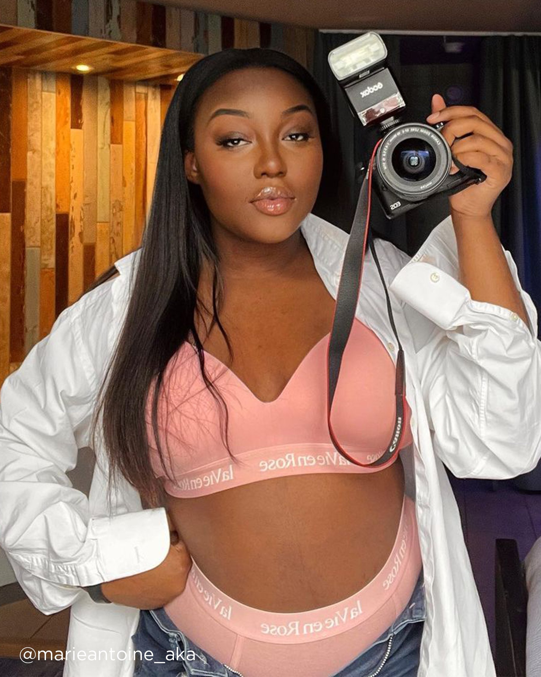 LA VIE EN ROSE Culotte aux hanches coton et bande élastique logo Vieux rose 20100249 - Voir3