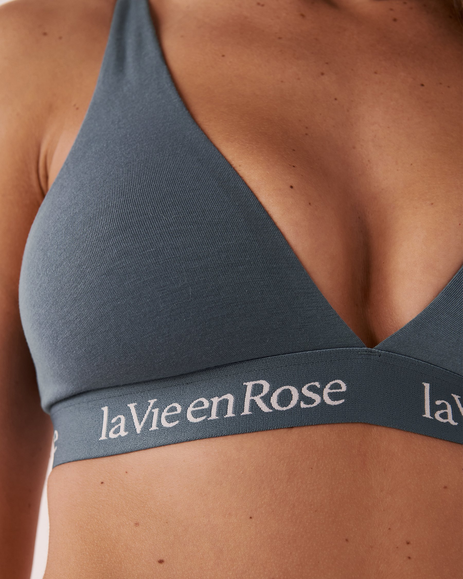 LA VIE EN ROSE Bralette en coton Bleu glacial 10100092 - View3