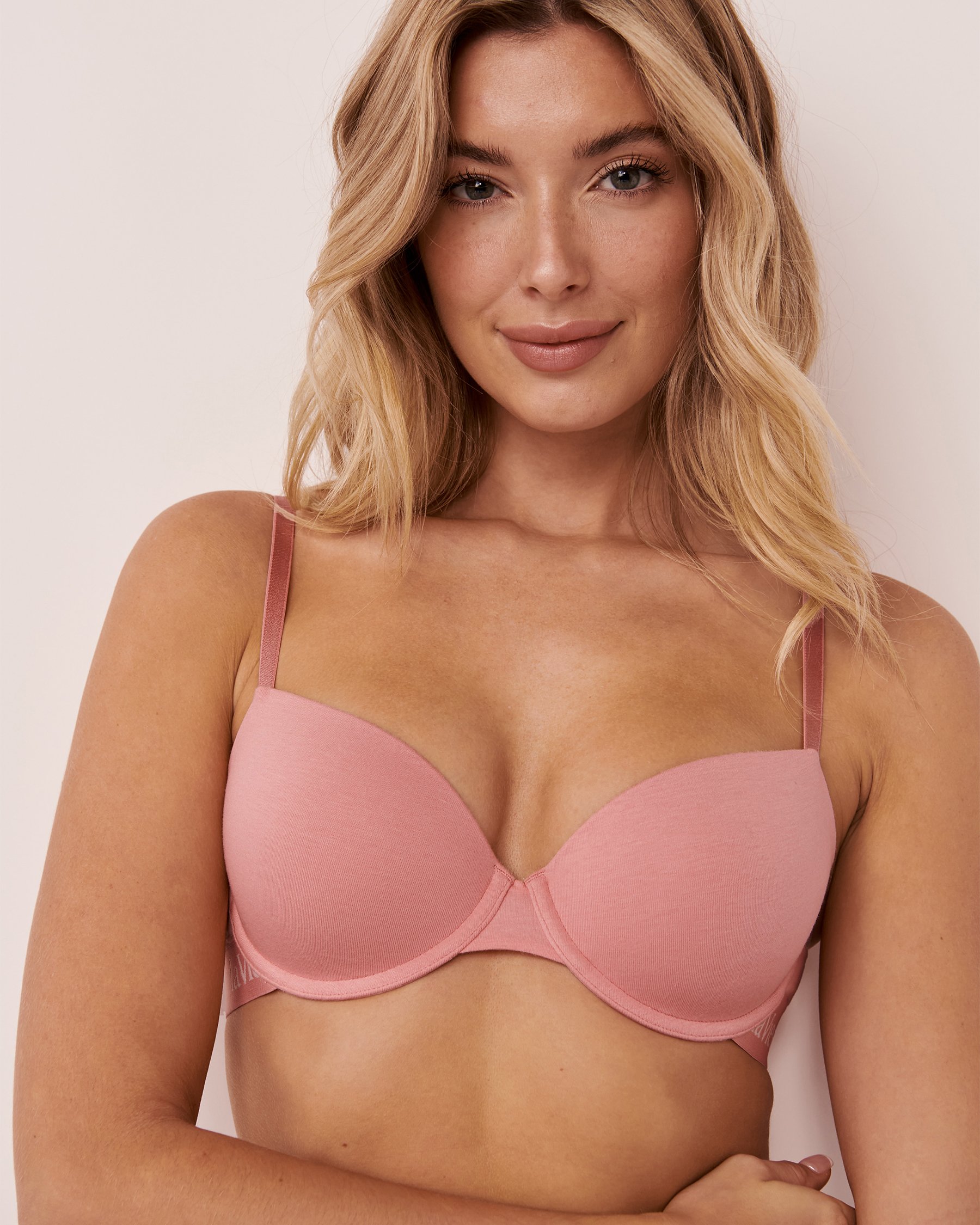 LA VIE EN ROSE Soutien-gorge doublure légère en coton Vieux rose 10200225 - Voir3