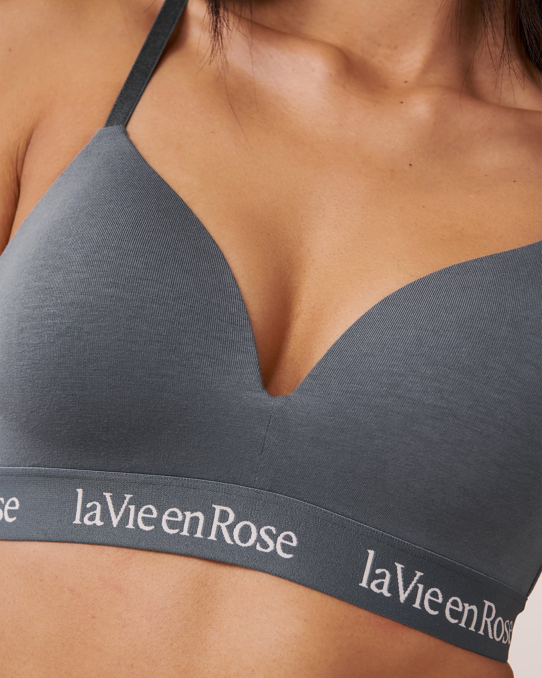 LA VIE EN ROSE Soutien-gorge doublure légère sans armatures en coton Bleu glacial 10200226 - View3