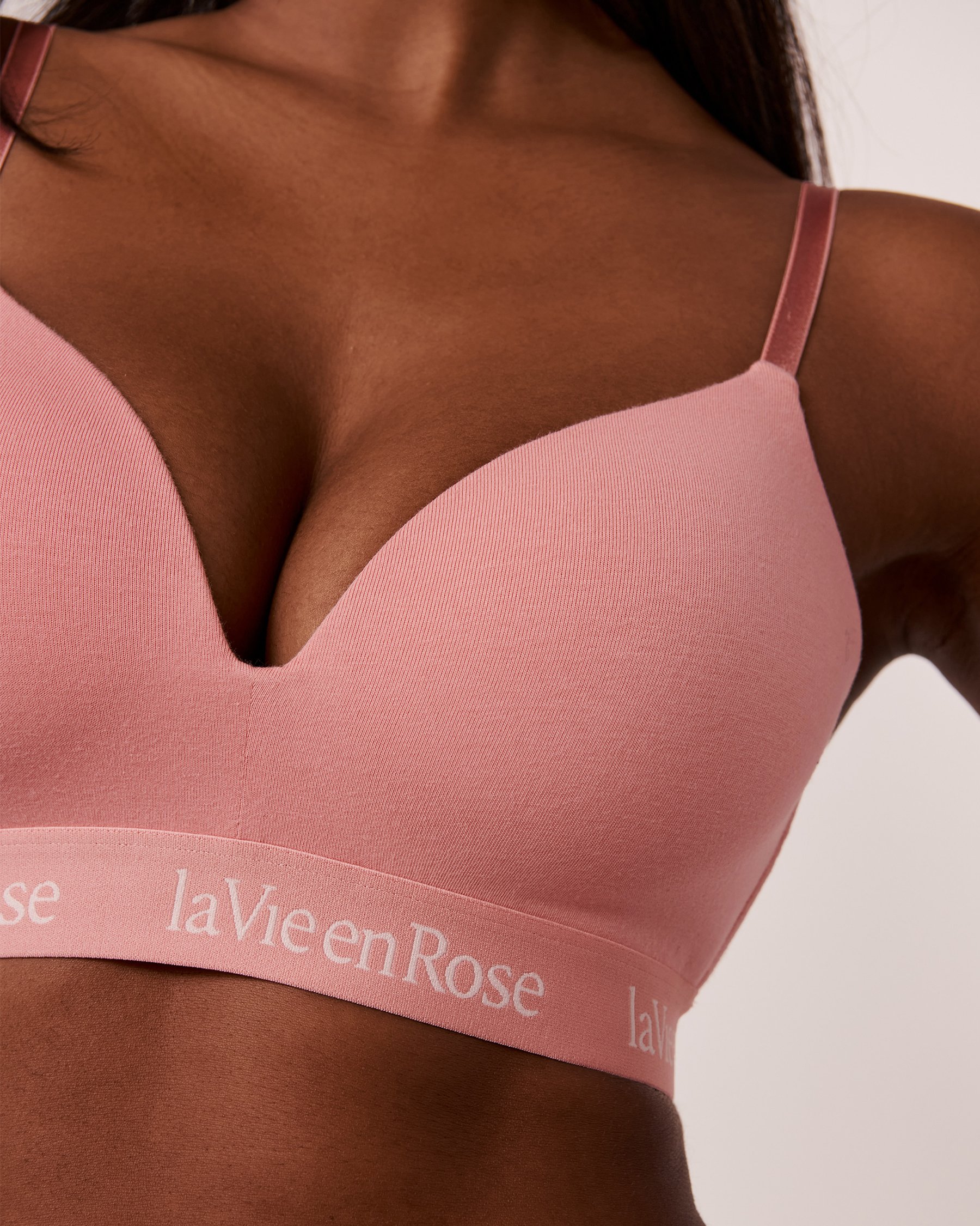LA VIE EN ROSE Soutien-gorge doublure légère sans armatures en coton Vieux rose 10200226 - View3