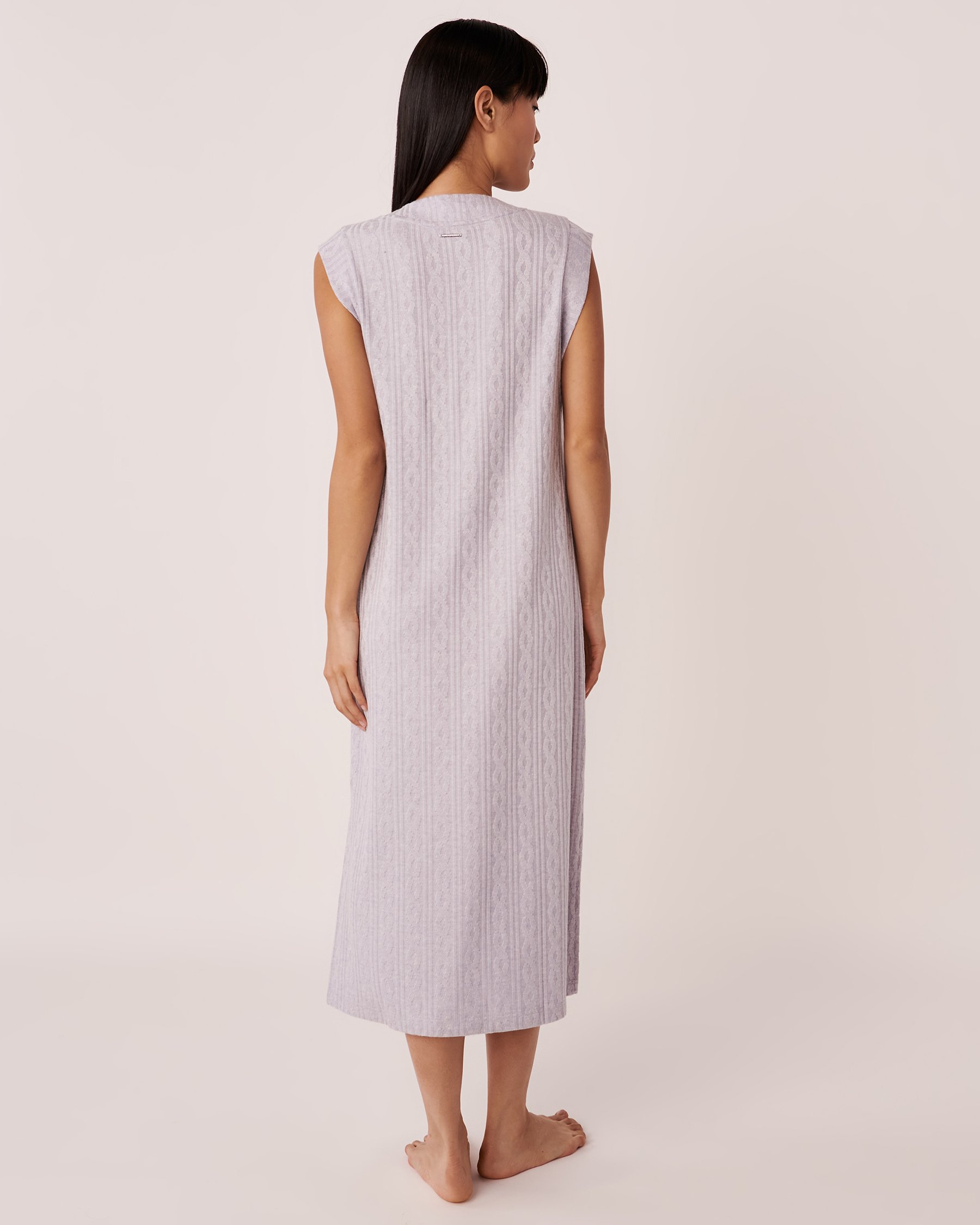 LA VIE EN ROSE Robe longue mancherons en tricot texture câble Gris riche 50400031 - Voir3